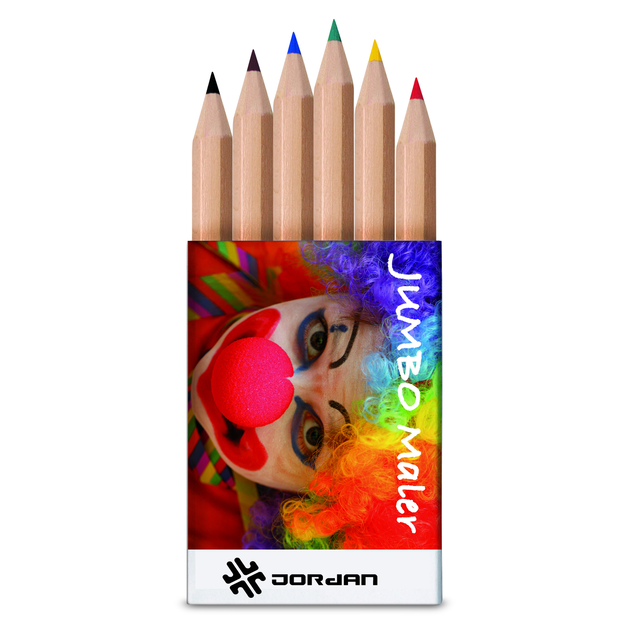 Set de 6 mini crayons de couleur Jumbo dans une boîte en carton Made in EU