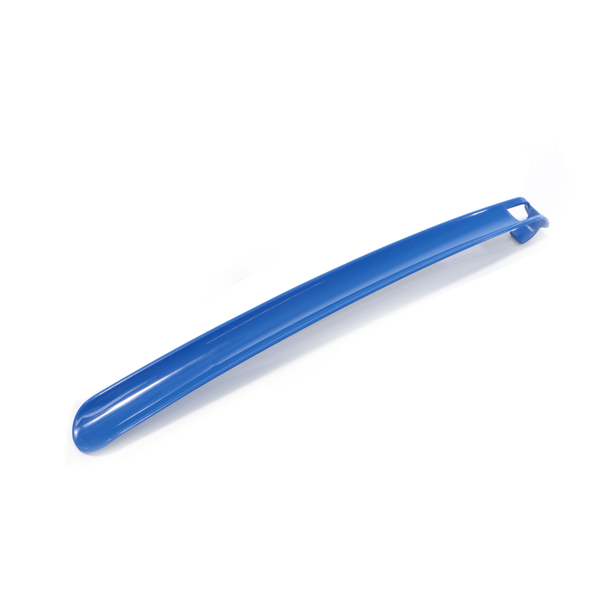 Plastic shoehorn with hanging hole