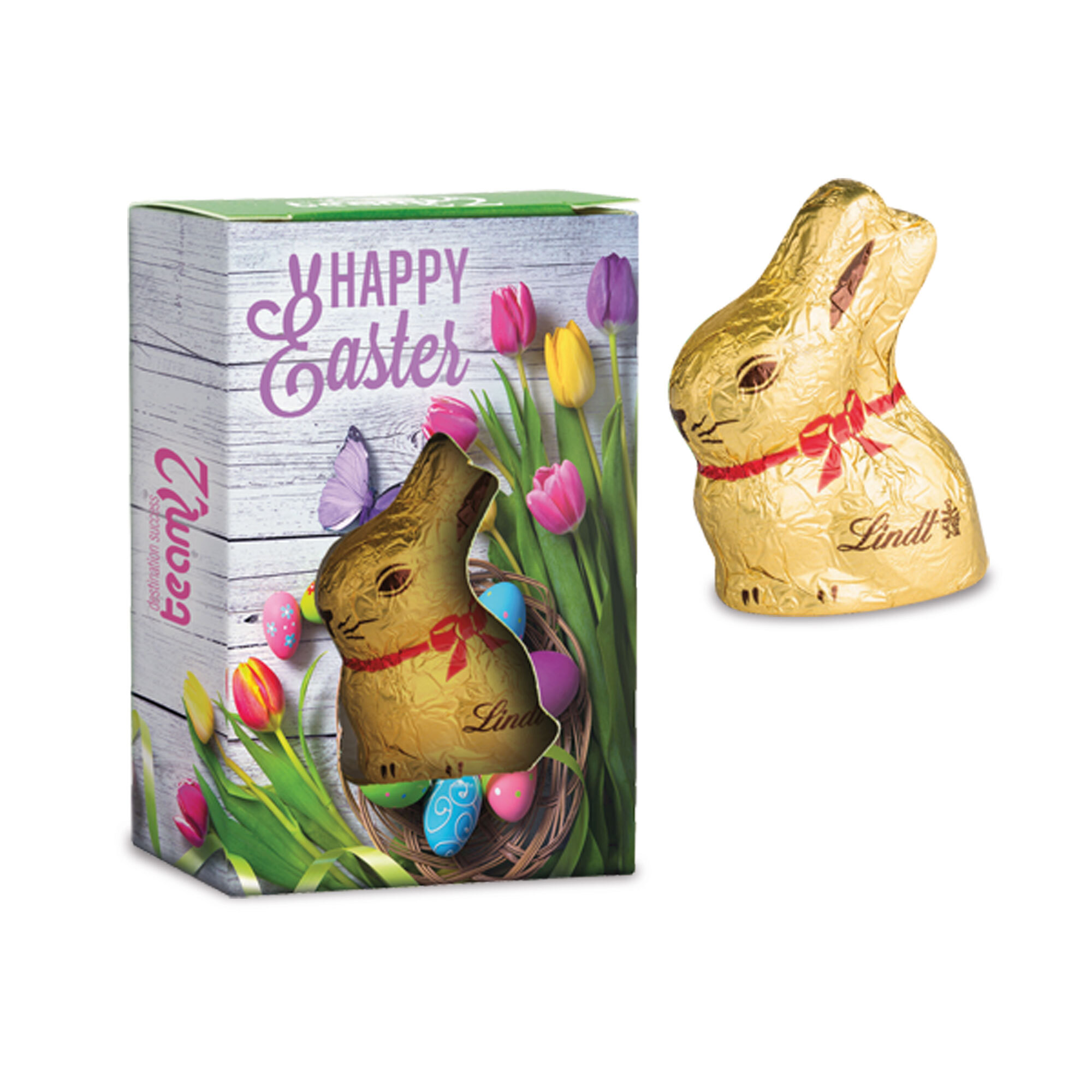 Lindt Osterhase mit Digitaldruck auf Kartonbox