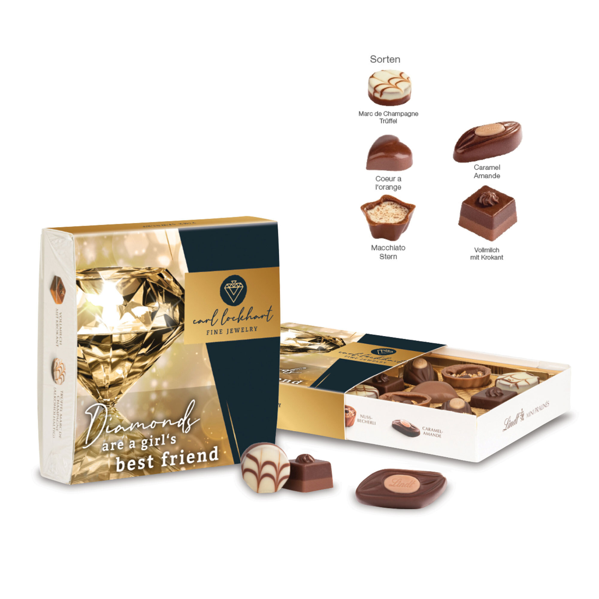 Lindt Pralinés 9er Set 44 g Karton gestaltbar
