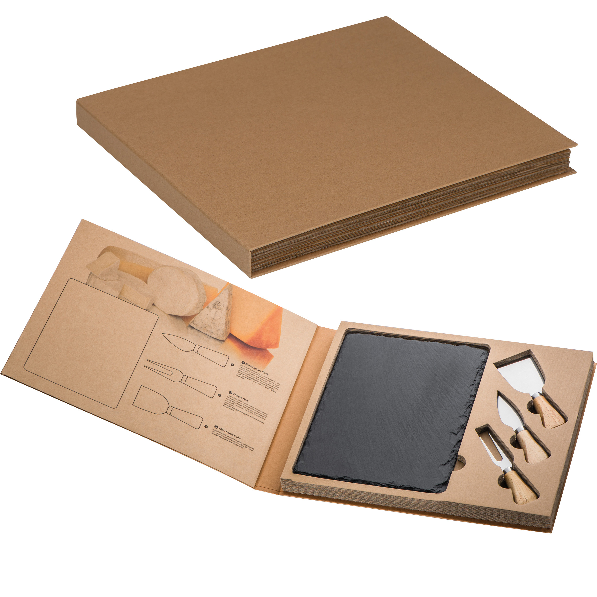 Käsemesser Set mit Schieferplatte 4-teilig