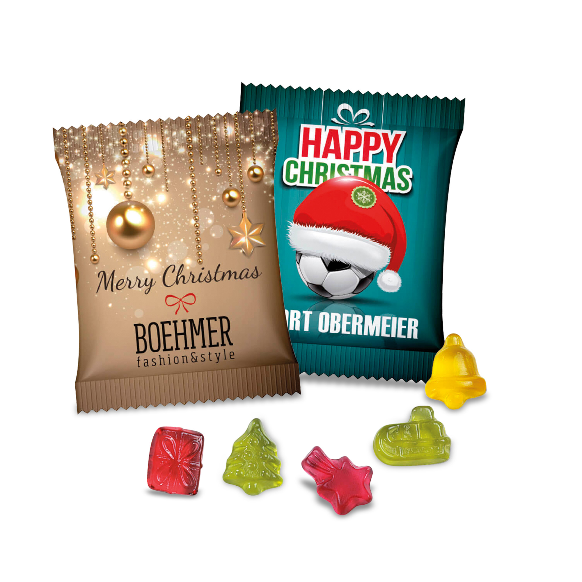 Weihnachts-Fruchtgummi Merry Xmas 10 g vollflächig bedruckbar
