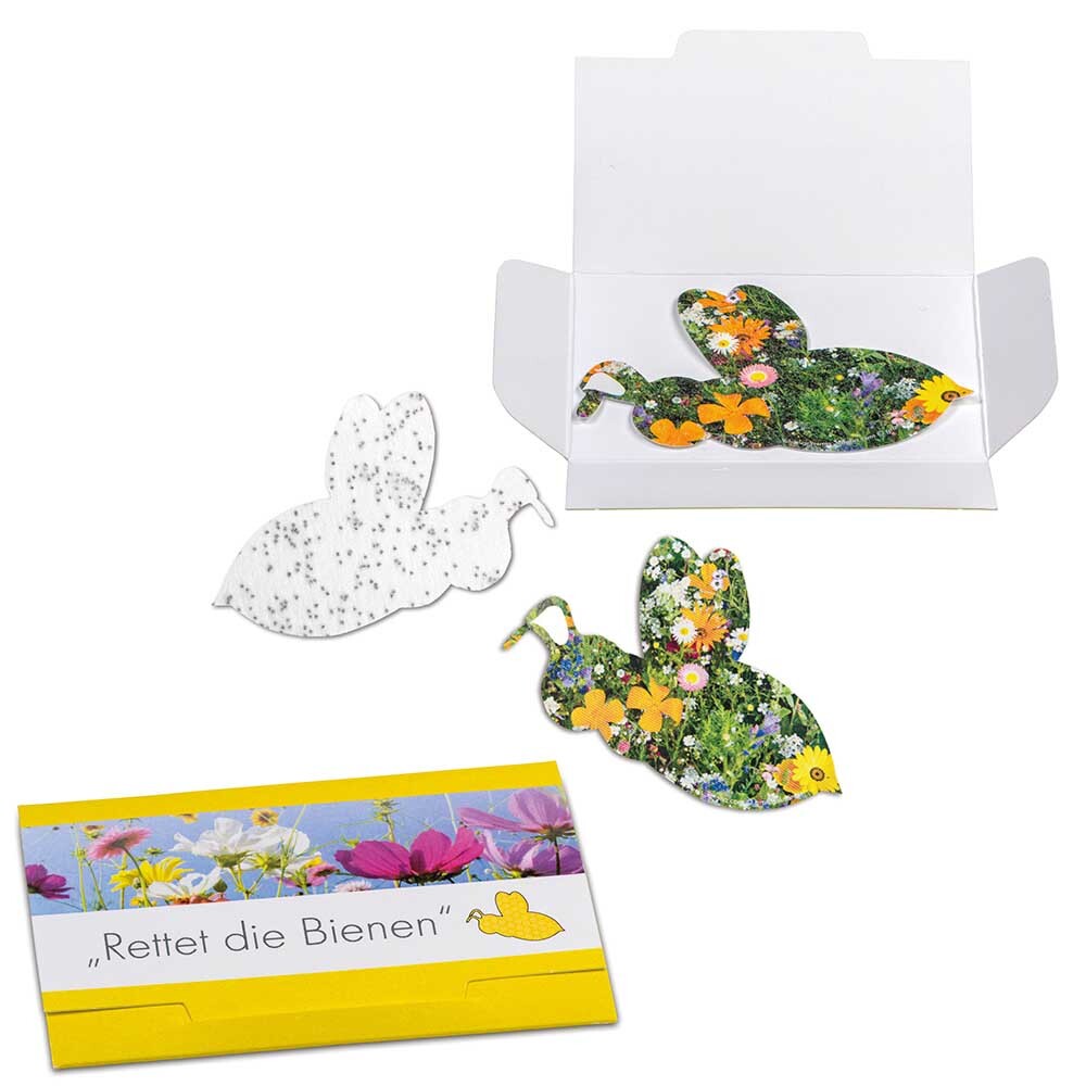 Bienen Samenpapier mit Sommerblumensamen in Klappkarte