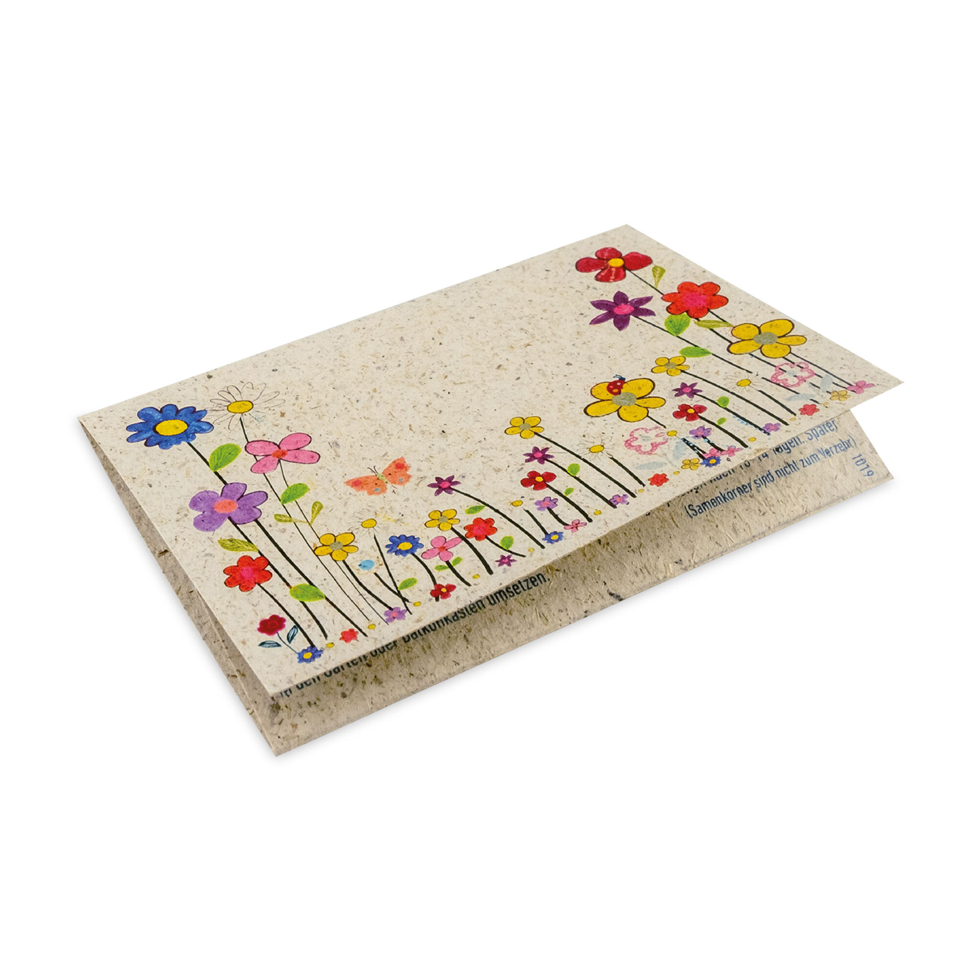 Graspapier-Samenklappkärtchen mit Blumensamen personalisiert