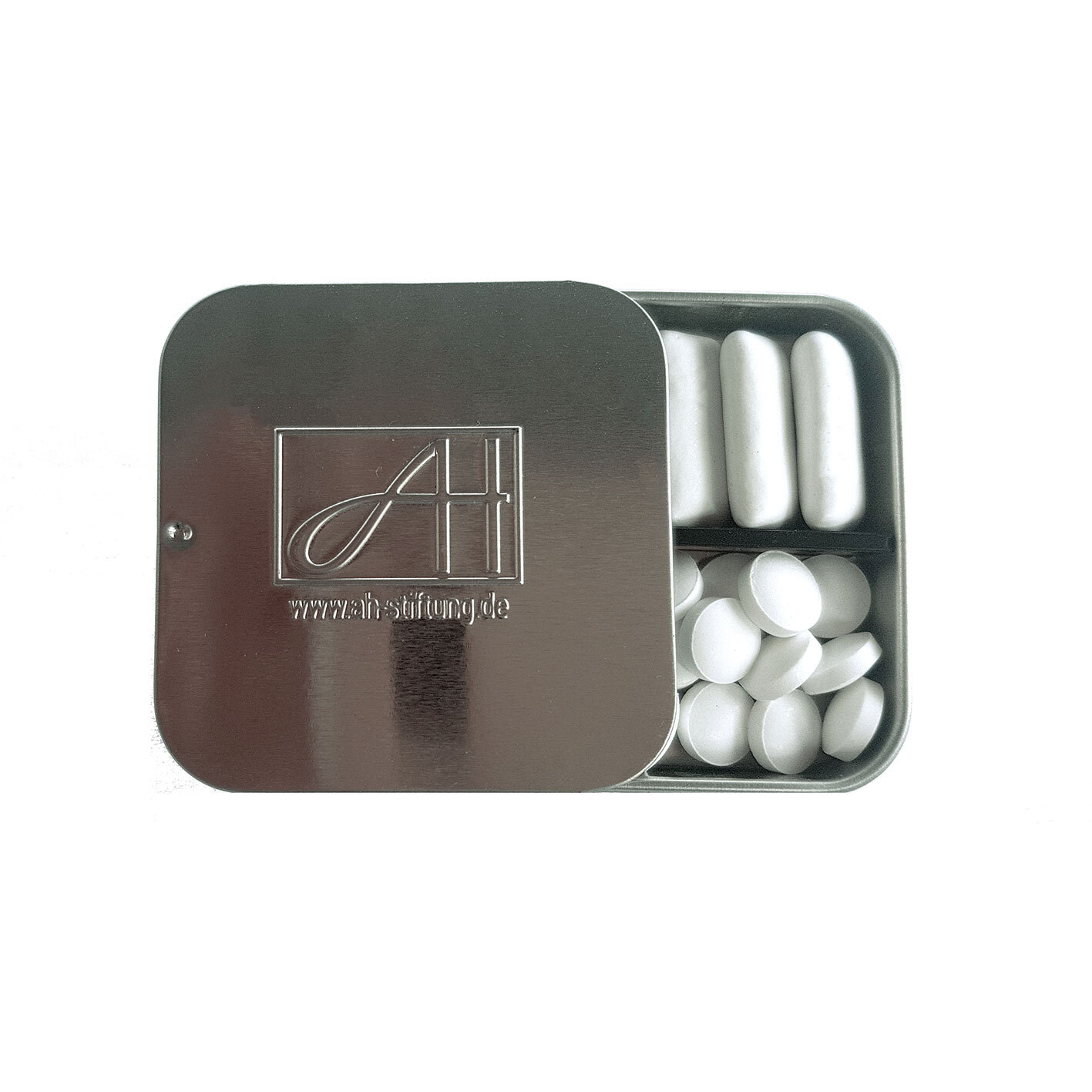 Boîte à couvercle coulissant avec 5 pcs. de chaque. pastilles et chewing-gums