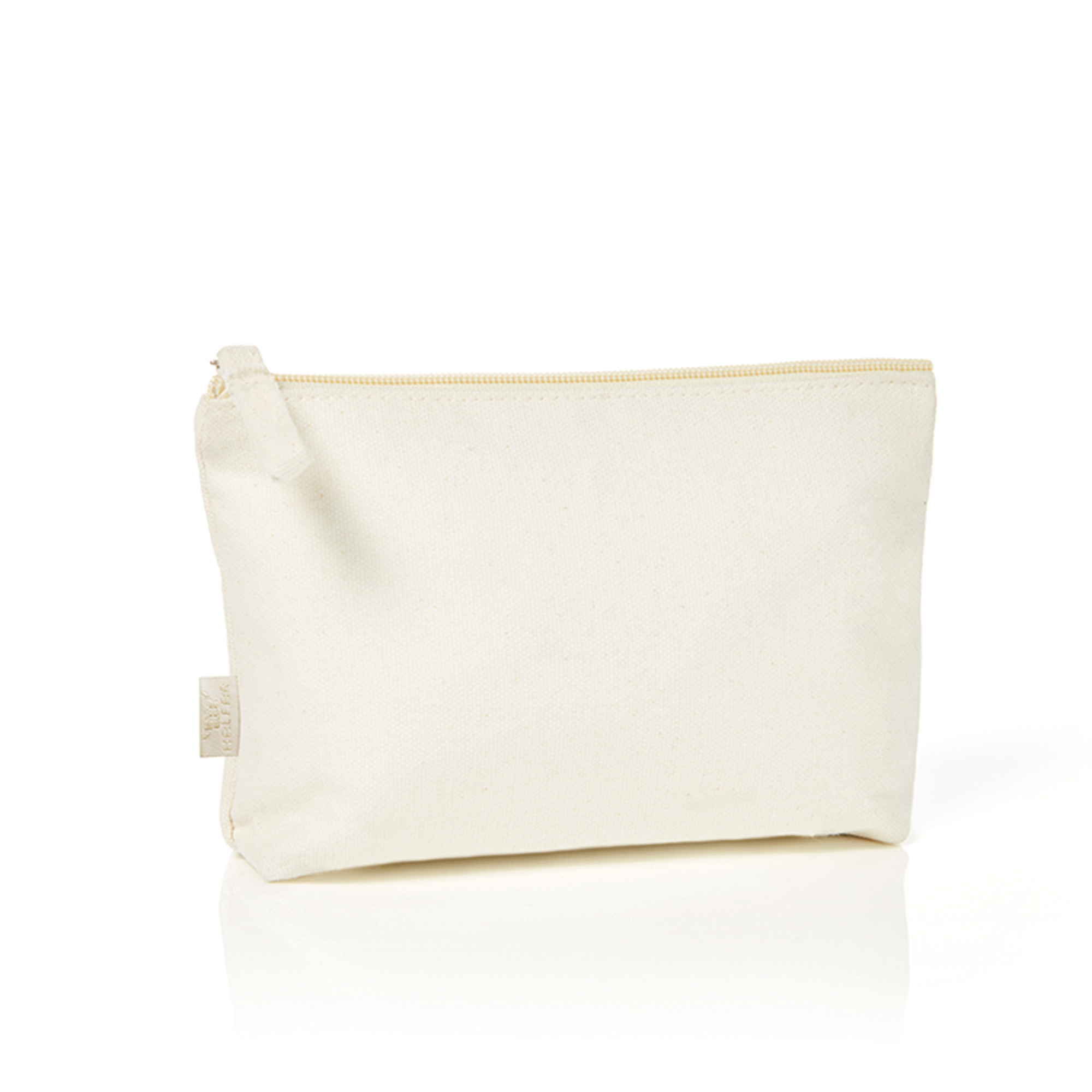 Toiletry bag with zipper made from organic cotton
