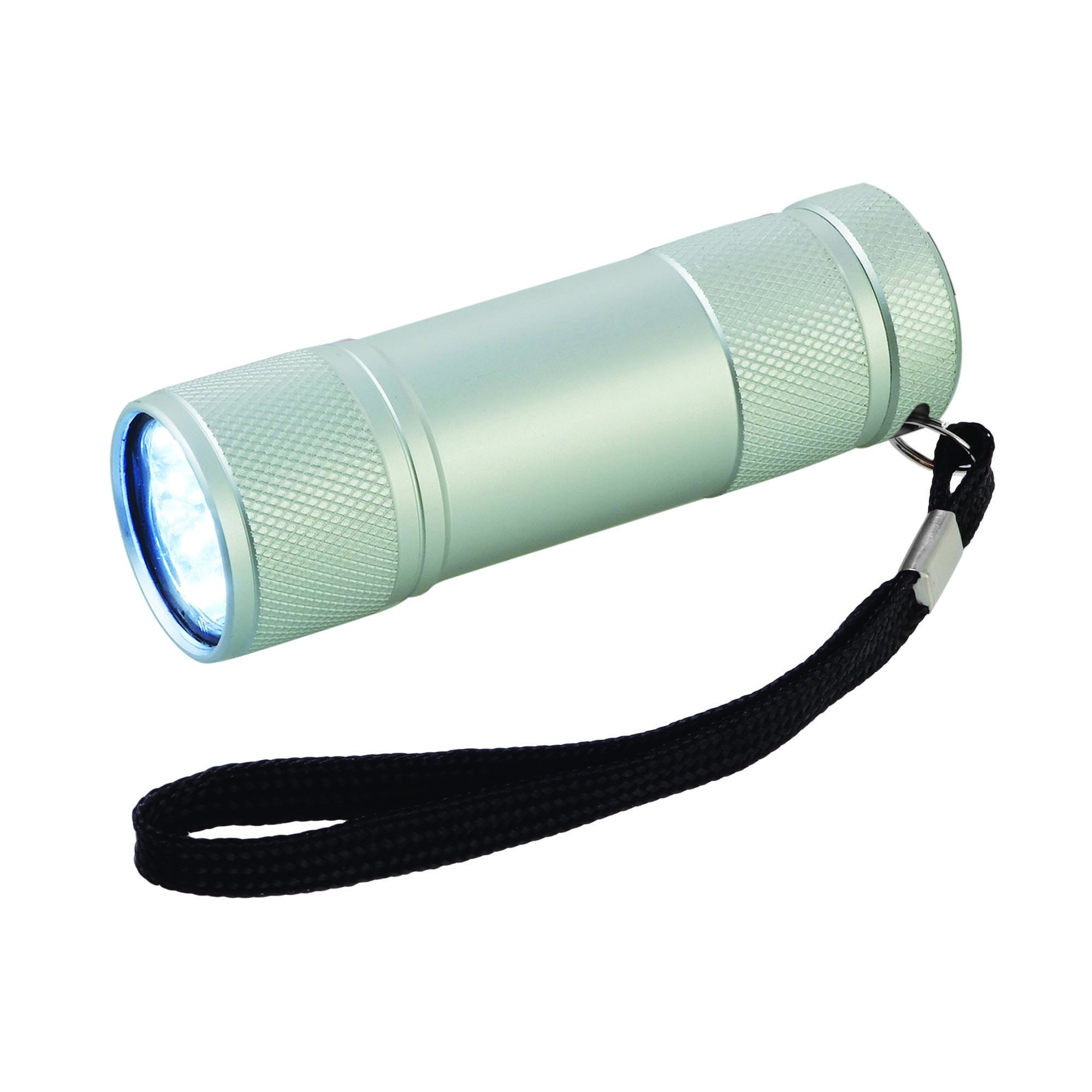 LED-Taschenlampe aus Aluminium Ø 2,6 x 8,8 cm mit 9 LEDs