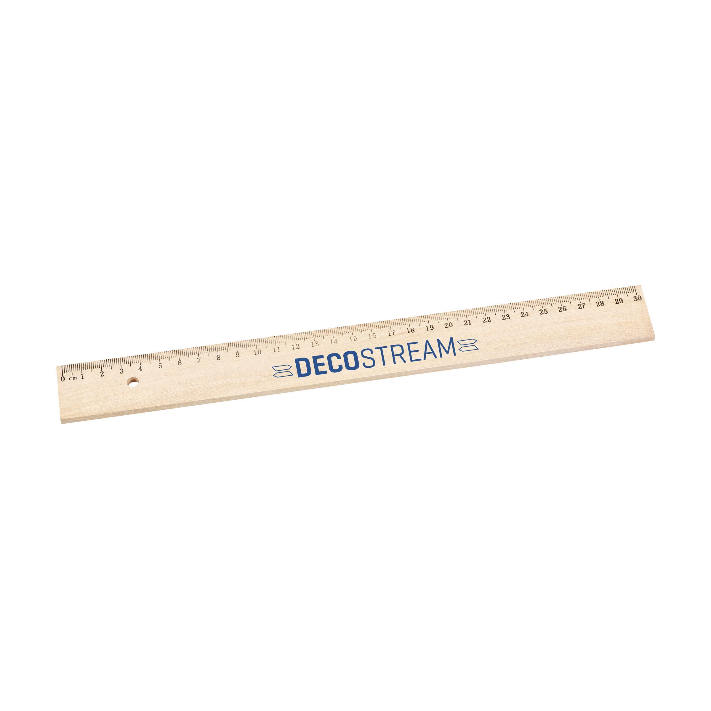 Ruler wood/metal strip 30.7 x 3.5 cm Scale up to 30 cm
