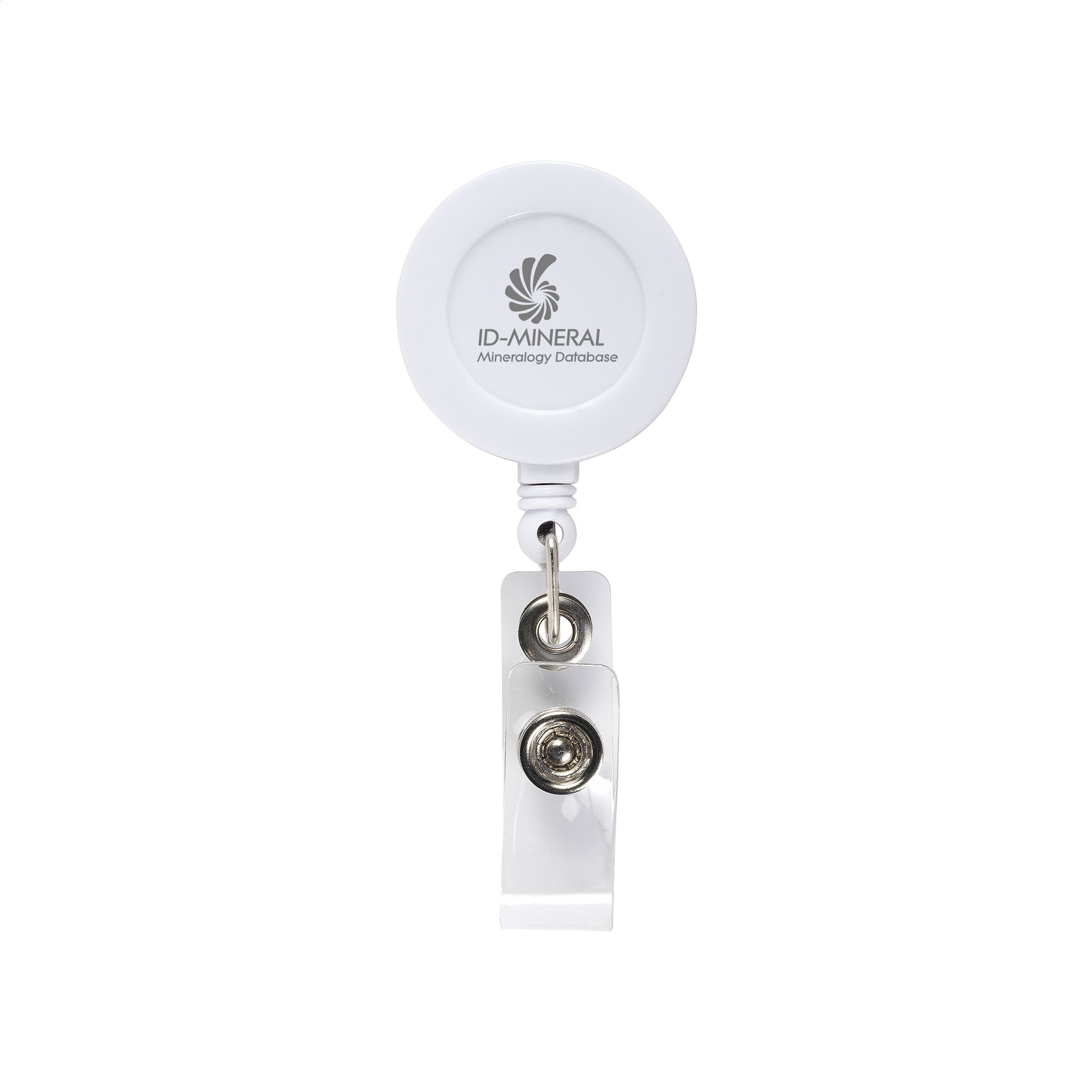 Badgehalter Kunststoff Ø 3 cm mit Clip und Ziehvorrichtung