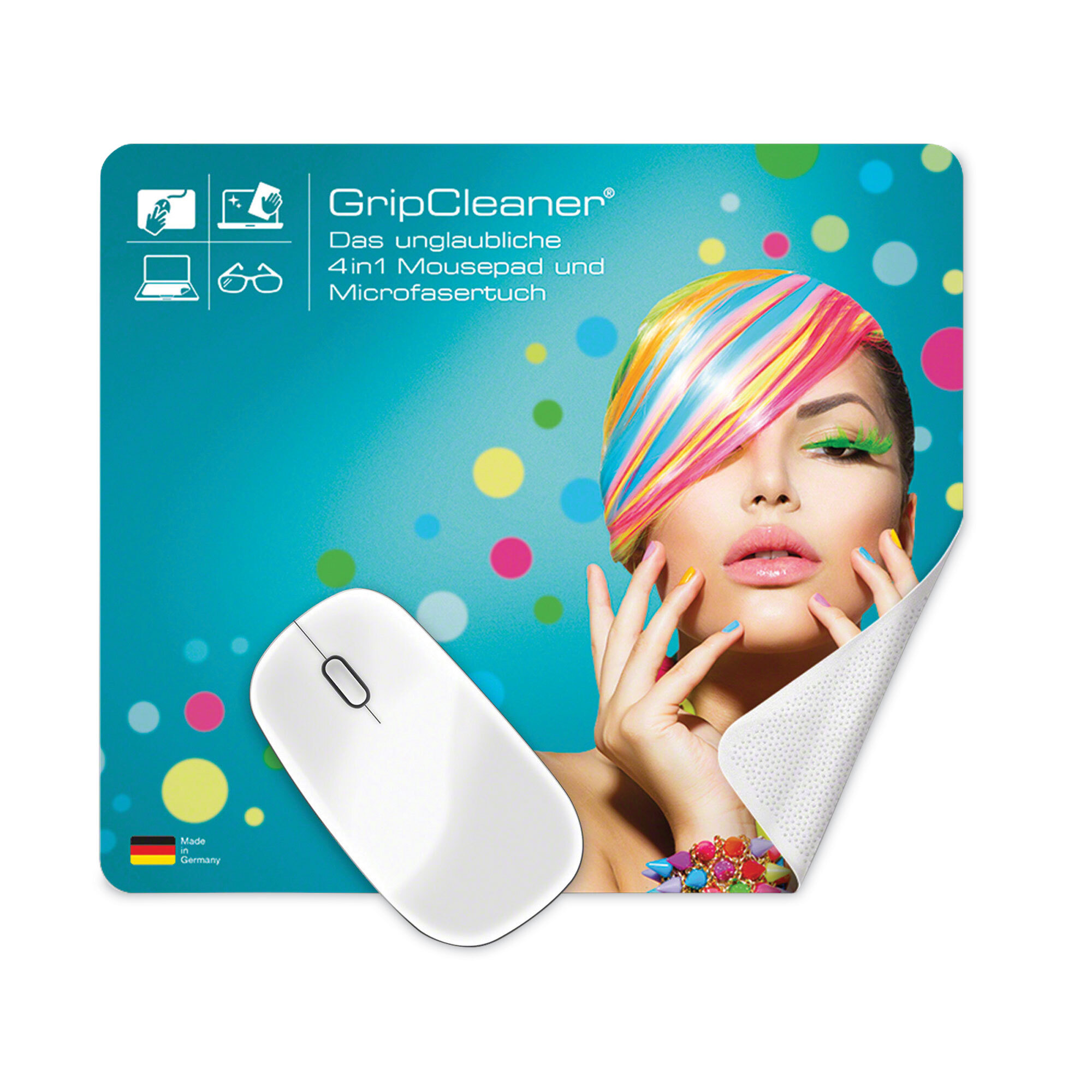 4-in-1 Mikrofaser Mausmatte Polyester/Polyamid 120D 23 x 20 cm