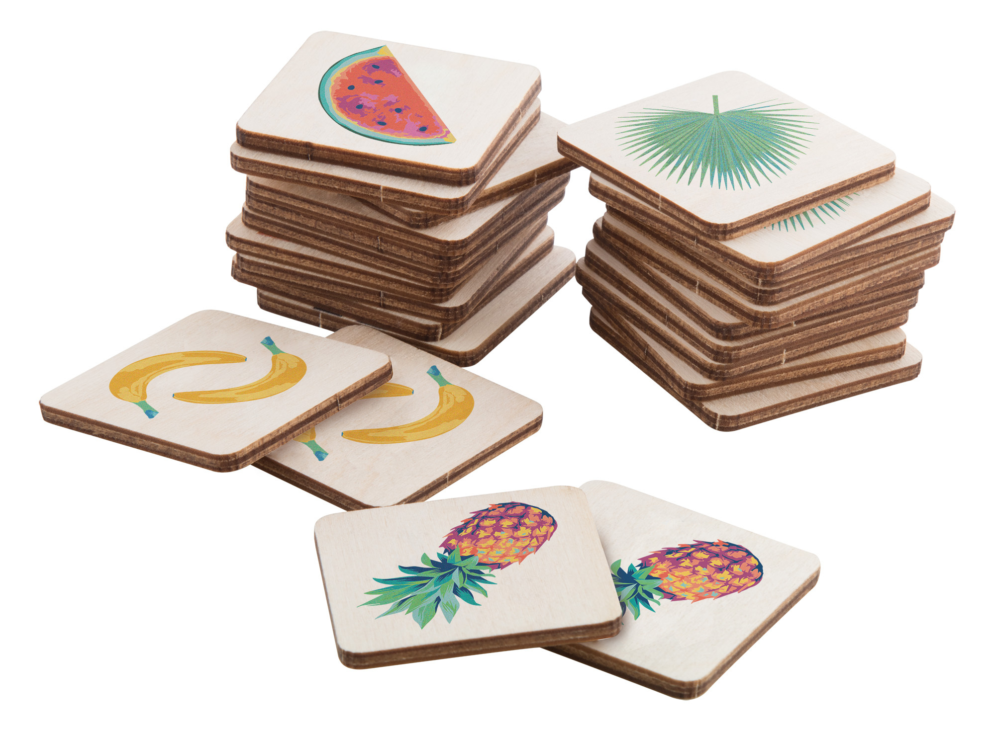 Jeu de mémo en bois de bouleau 2 x 12 cartes en design personnel