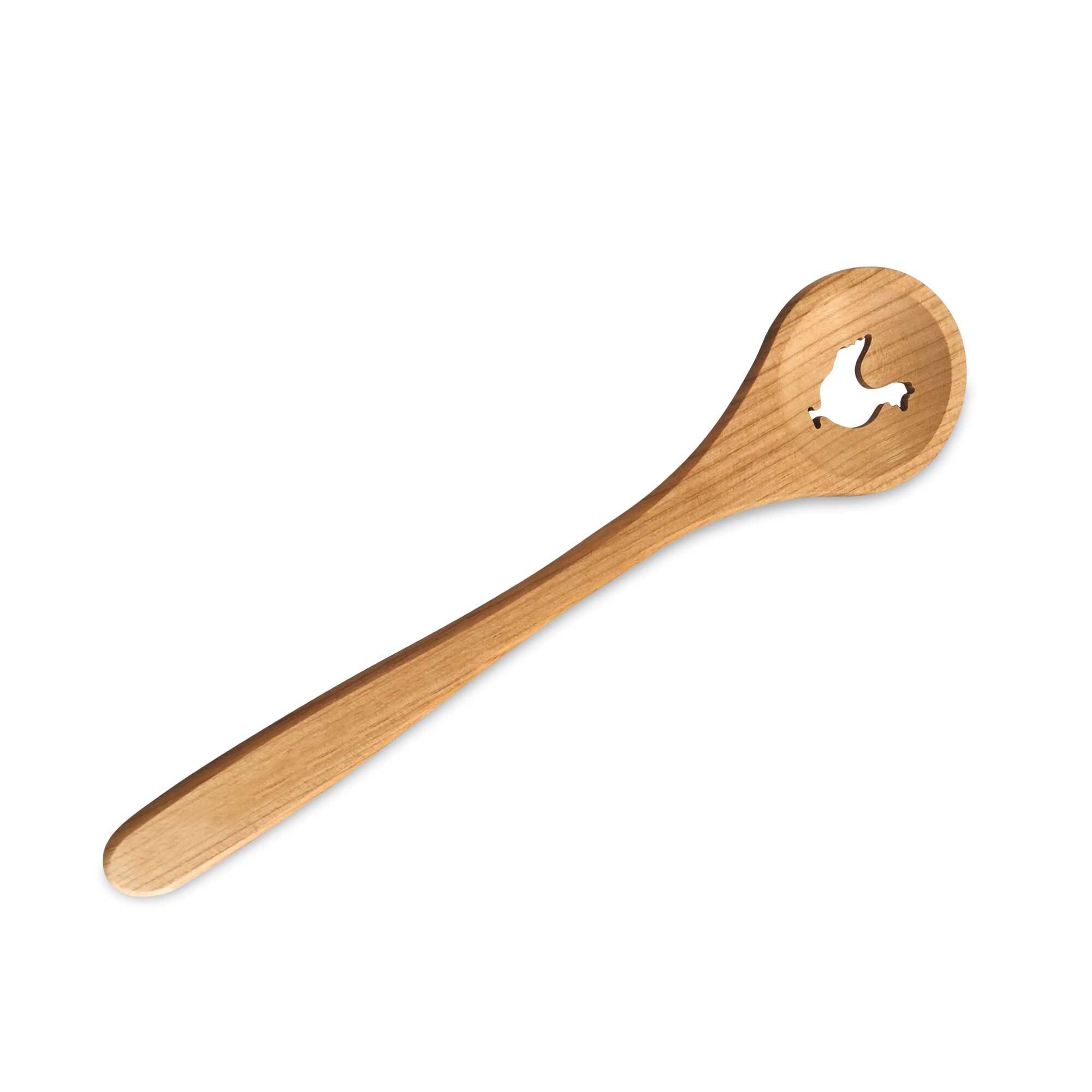Cooking spoon FSC cherry wood selection motif Swiss Made
