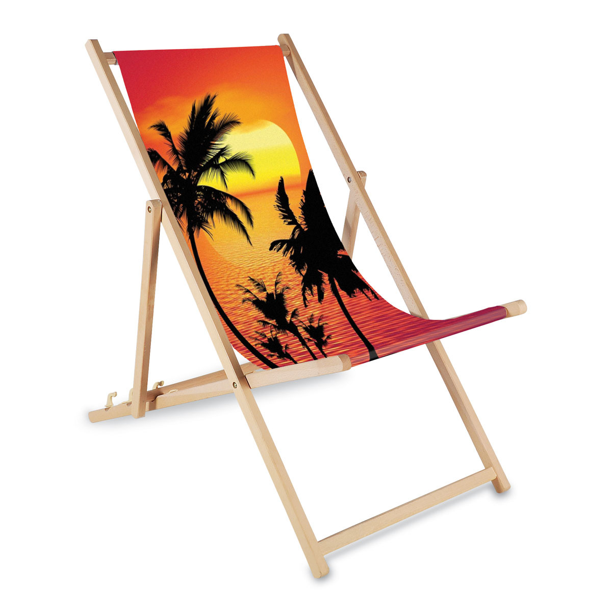 Chaise longue en polyester/bois de hêtre 3 hauteurs réglables