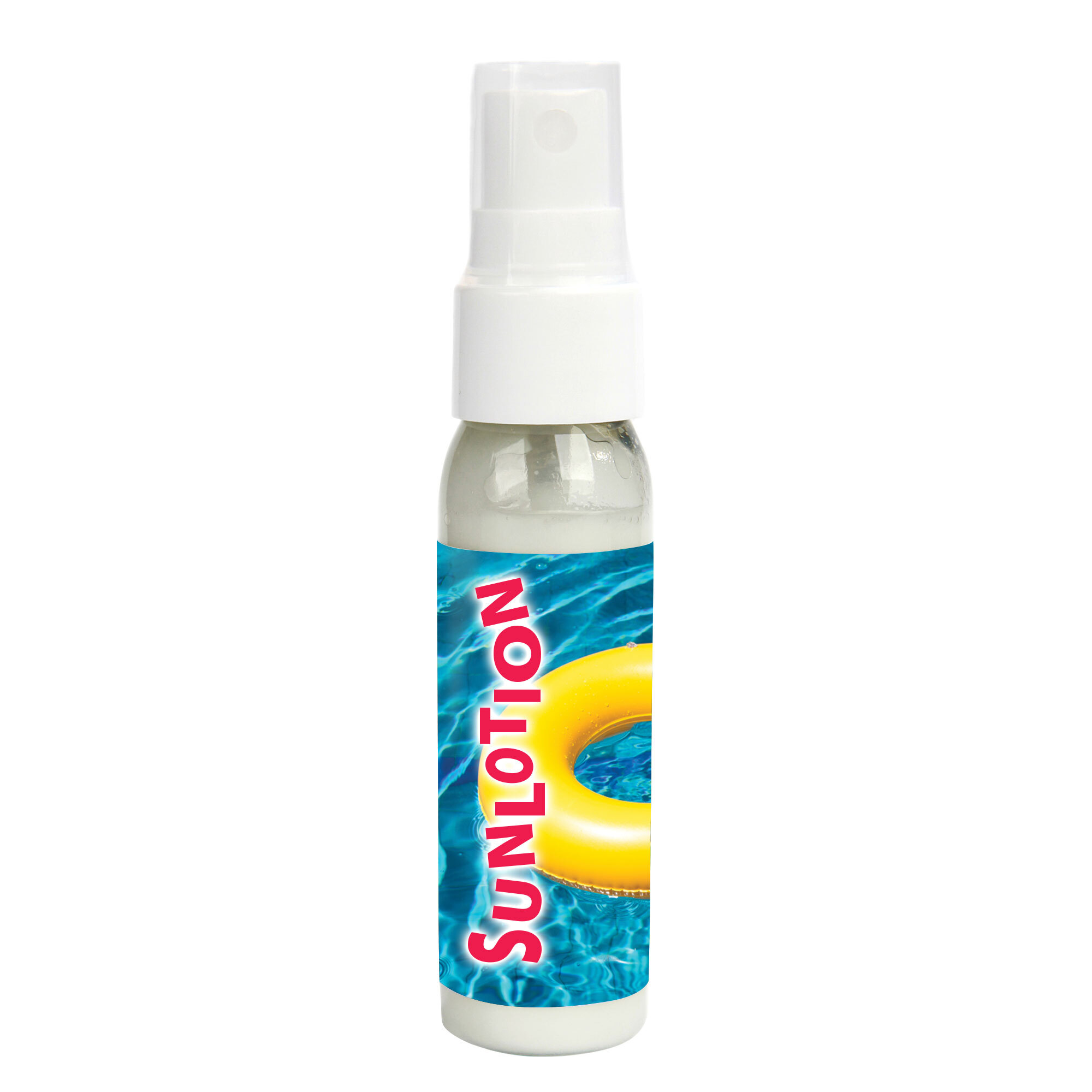 Spray bottle made of rPET with sun protection SPF50 30 ml