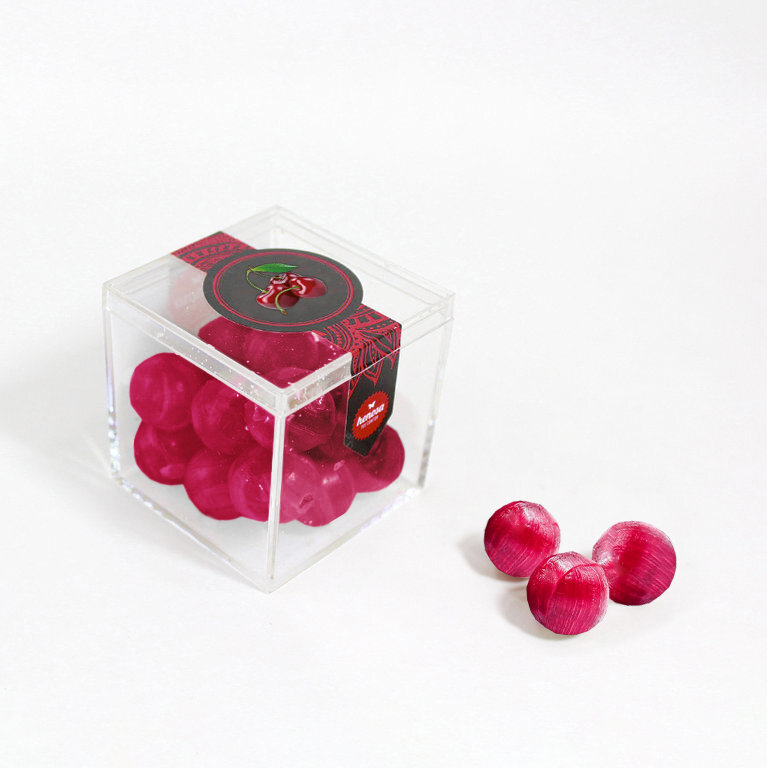 Eistee-Bonbons in Klarsichtwürfel 80 g 5,5 x 5,5 cm Made in EU