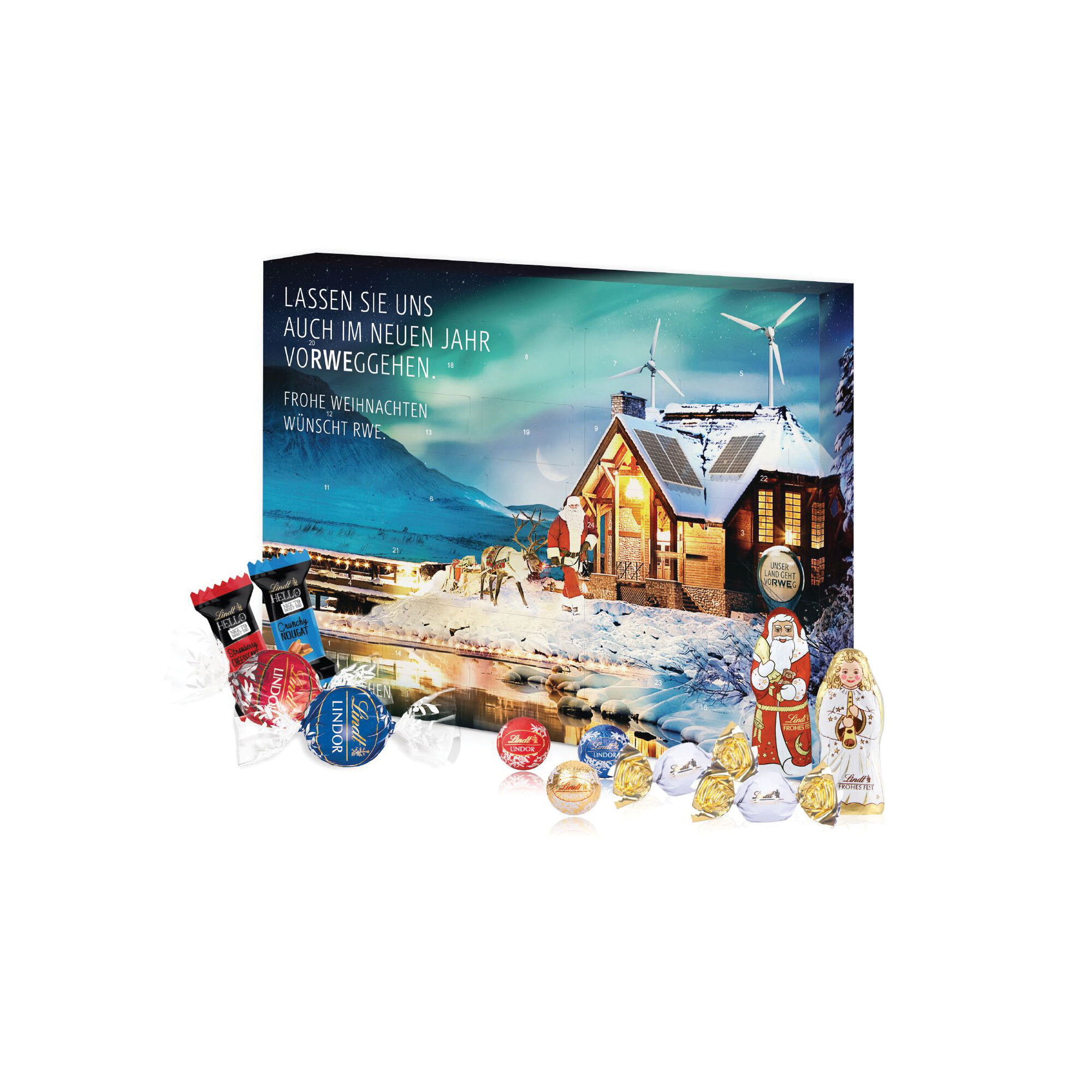 Lindt Premium Adventskalender FSC Karton mit Schoko-Chlaus