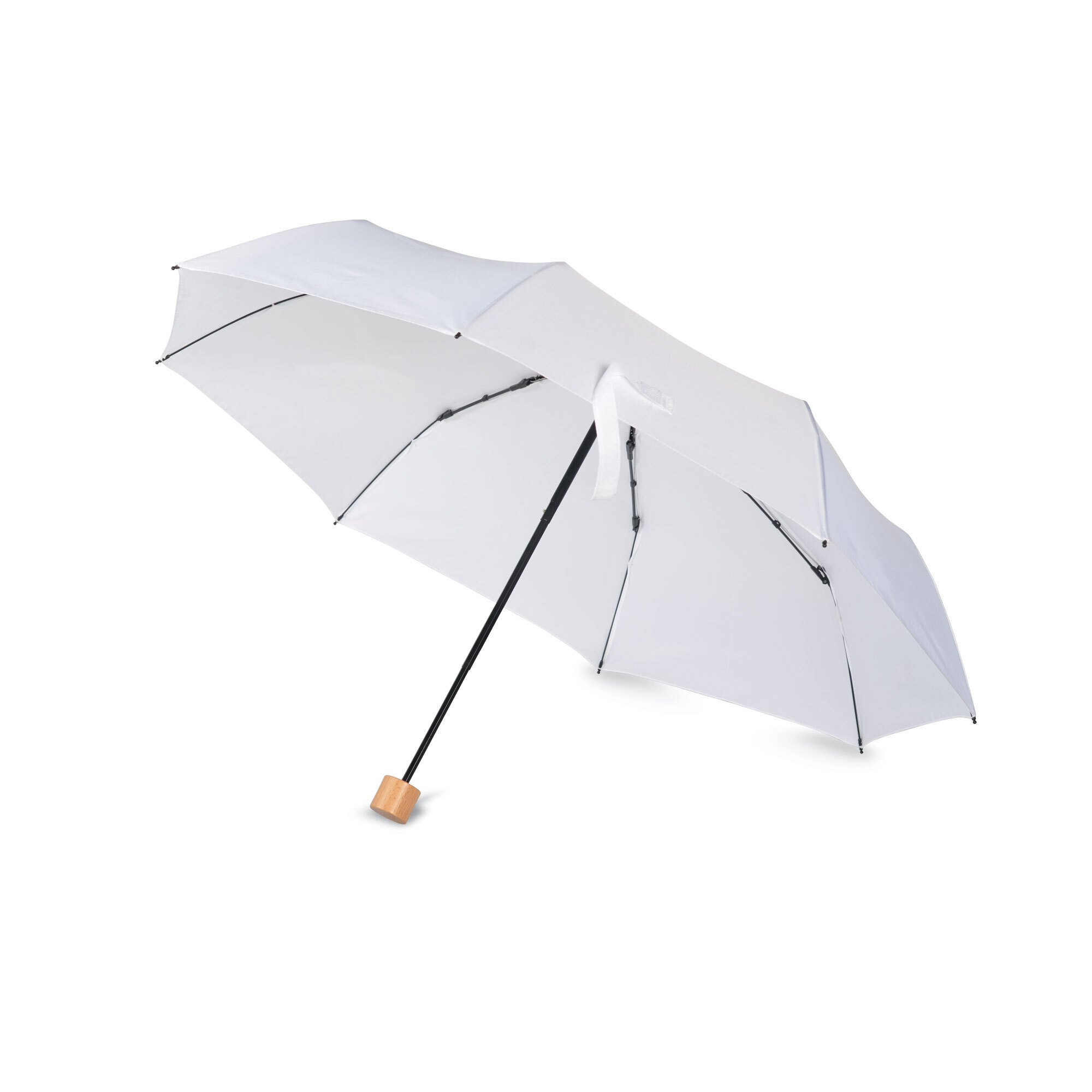 Taschenschirm PET/Stahl mit Swiss Made FSC Buchenholzgriff