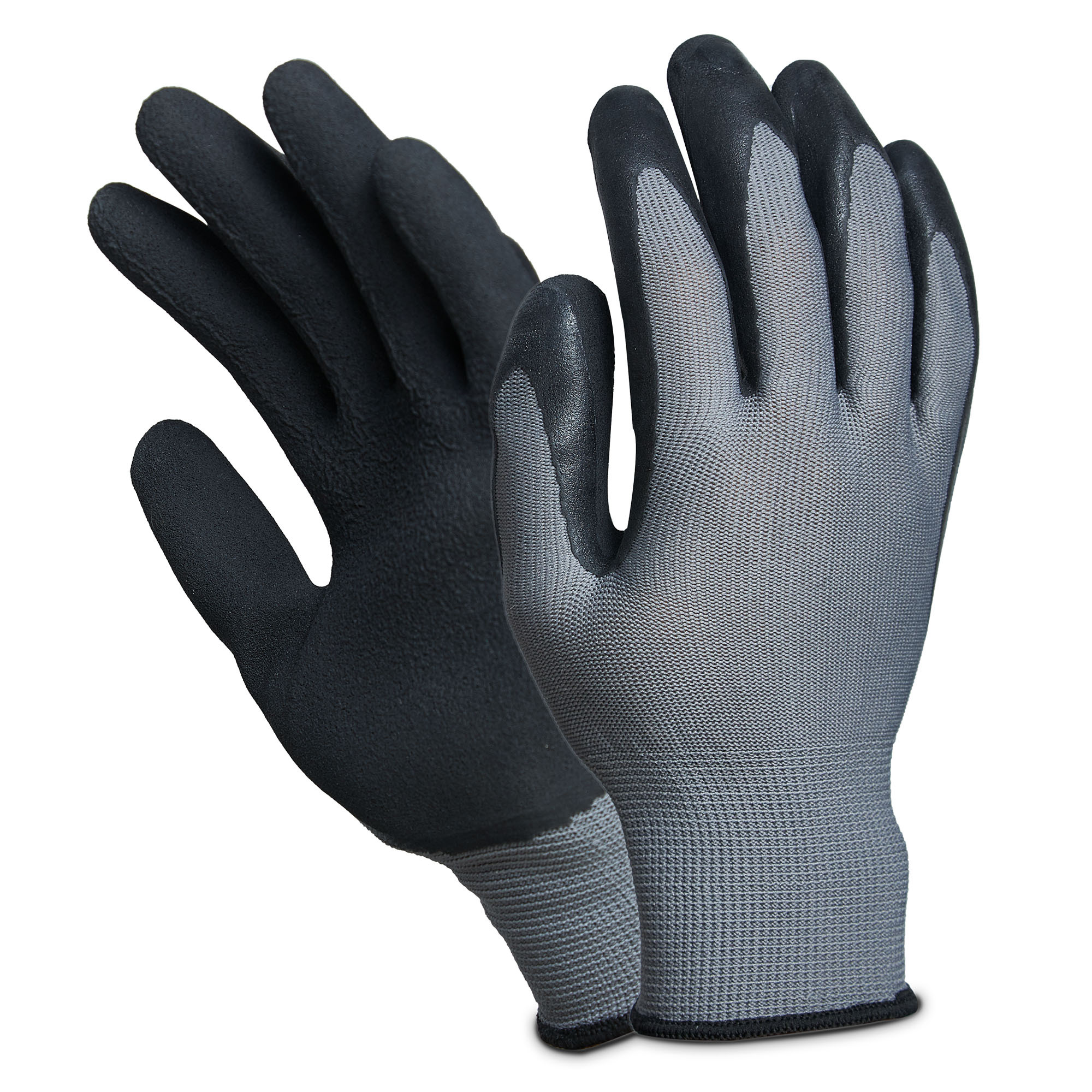 Work gloves polyester/latex size XL in black/grey