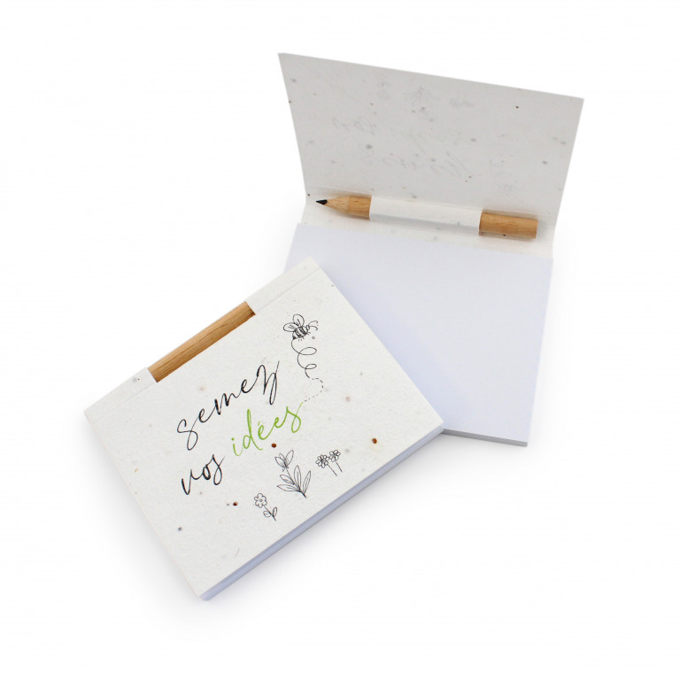 Bloc-notes papier graine 50 feuilles Made in EU crayon inclus