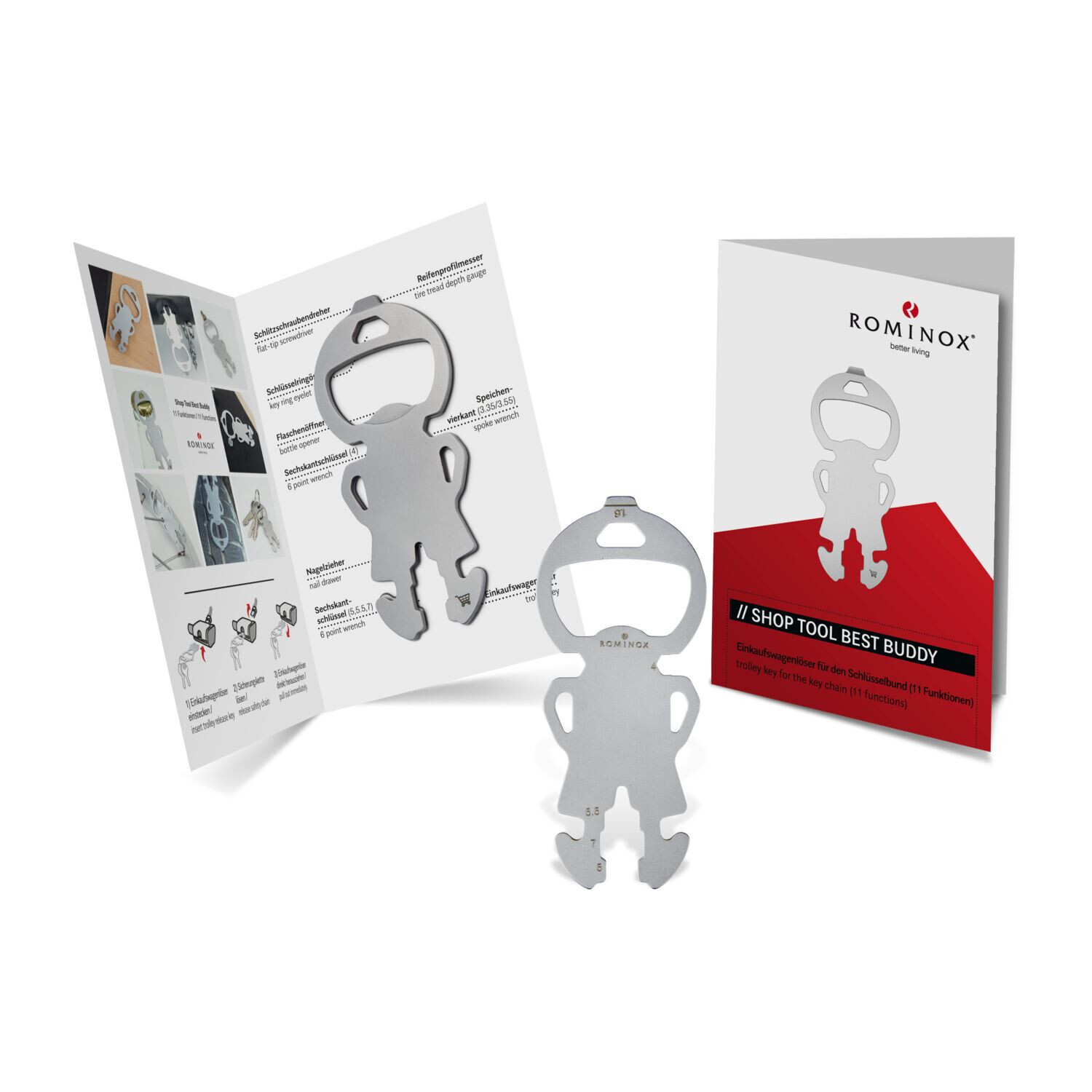 Rominox® Multitool Edelstahl Made in EU mit 9 Funktionen