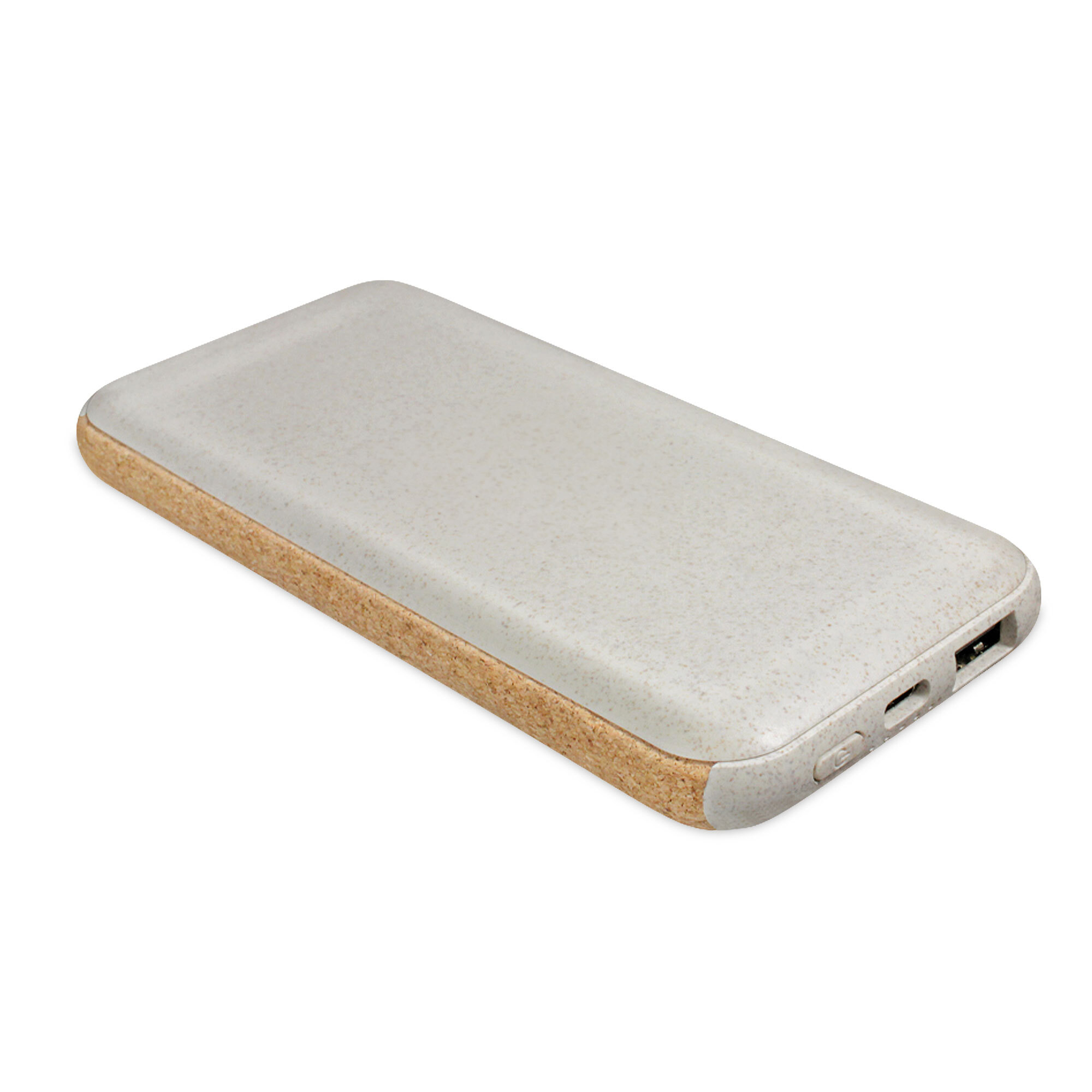 Powerbank wheat straw/cork cap. 10'000 mAh type-C output 5V/2A