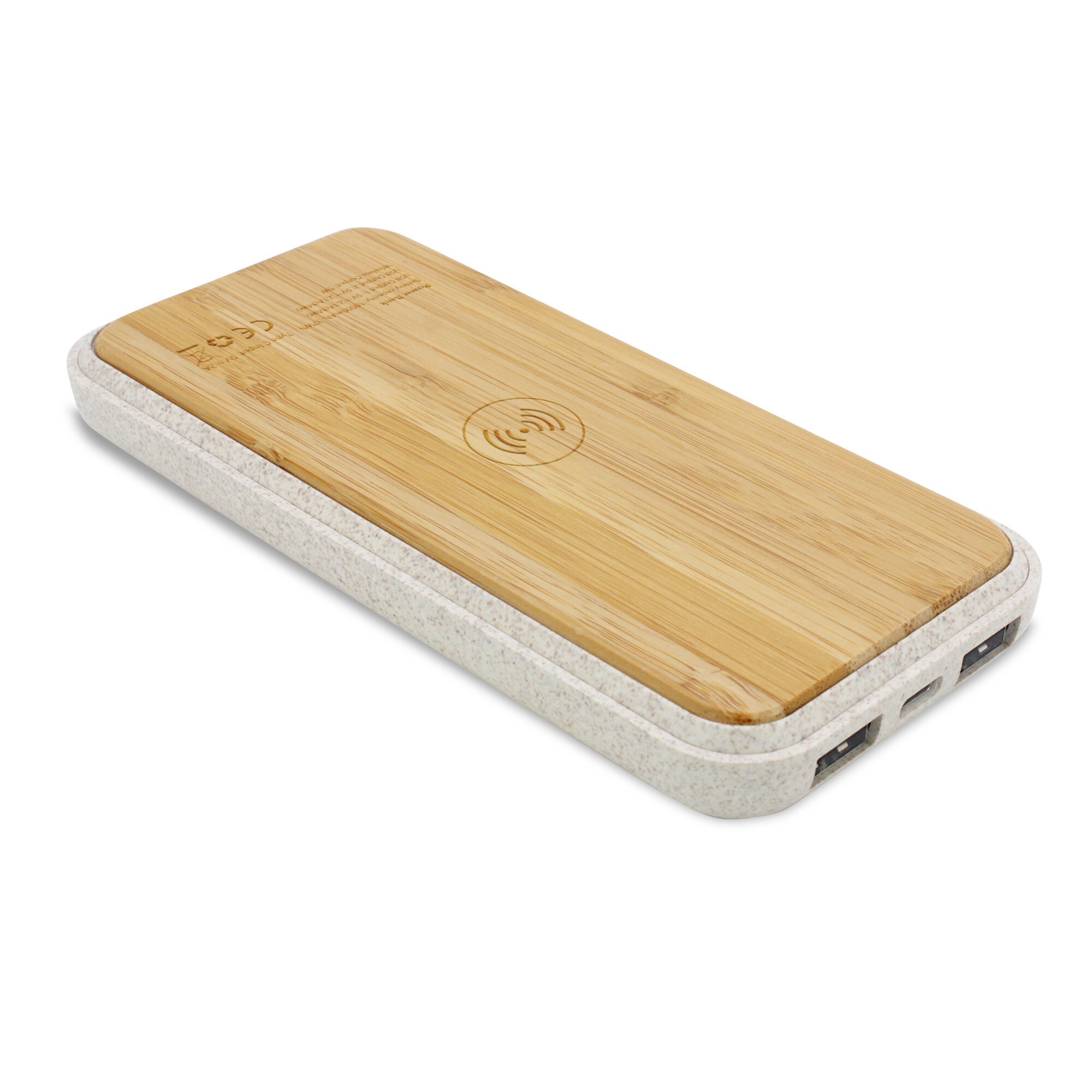 Powerbank wheat straw cap. 10'000 mAh type-C output 5V/2A