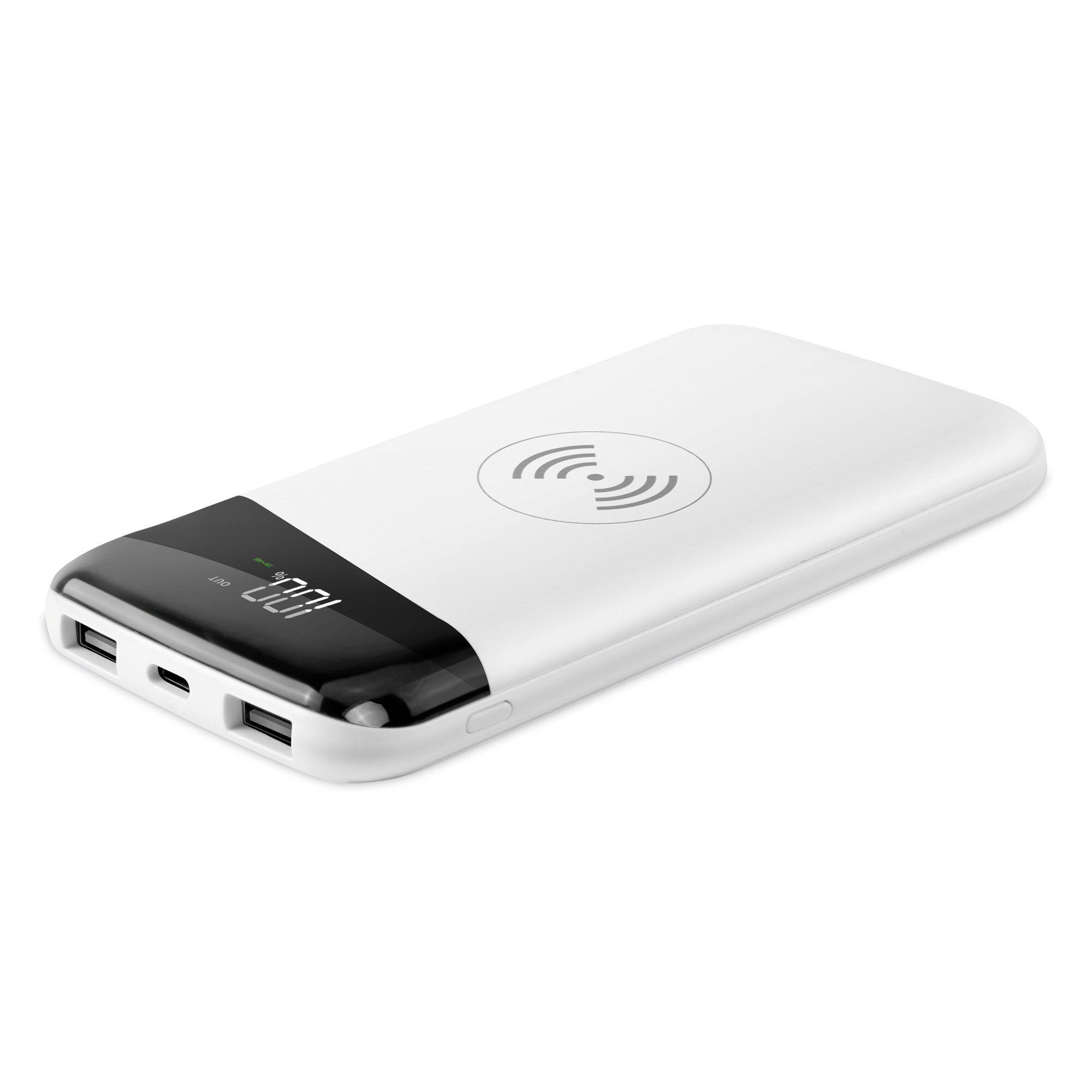 Wireless powerbank plastic cap. 10,000 mAh with display