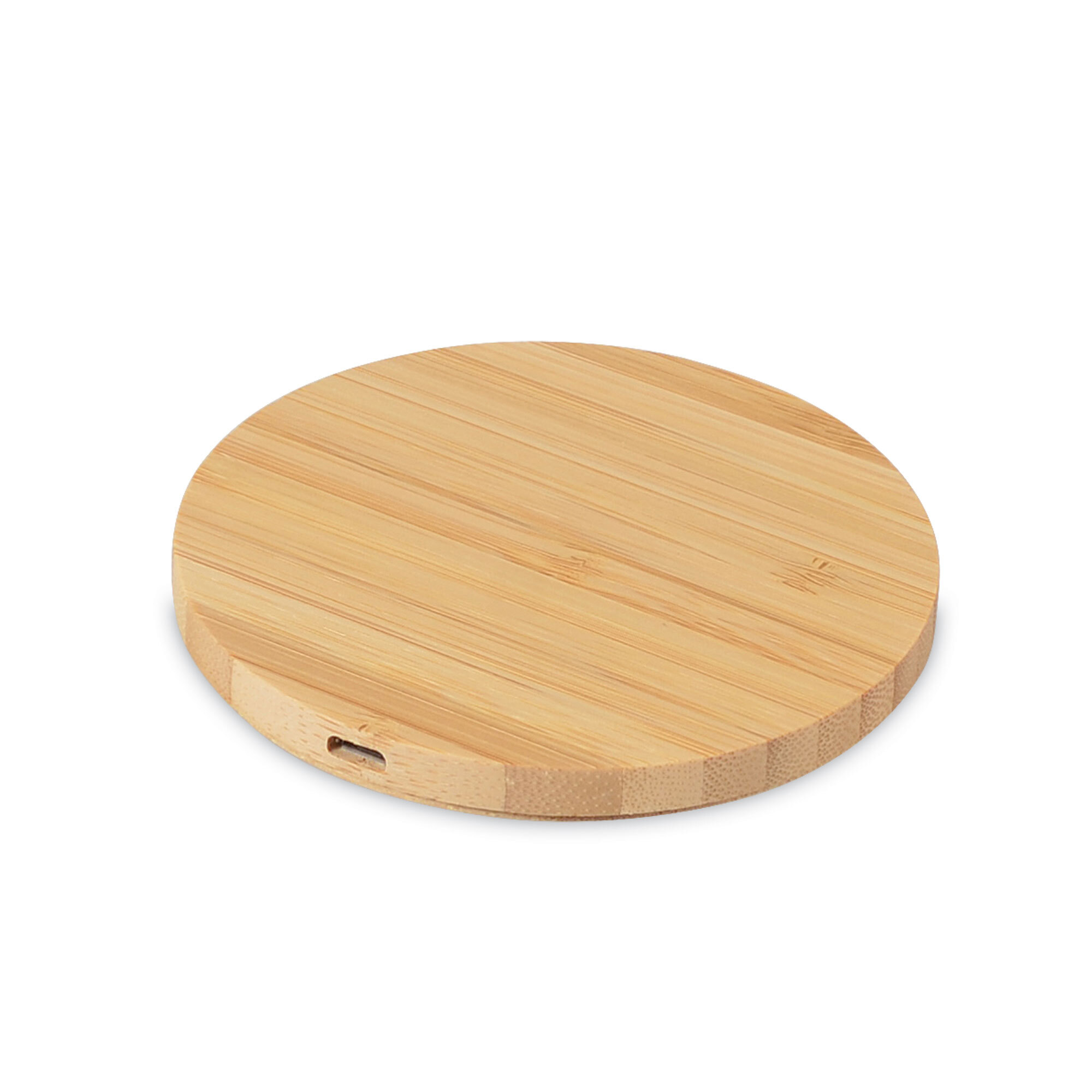 Wireless charger bamboo Ø 9 cm Output 5V/2A QI-enabled devices