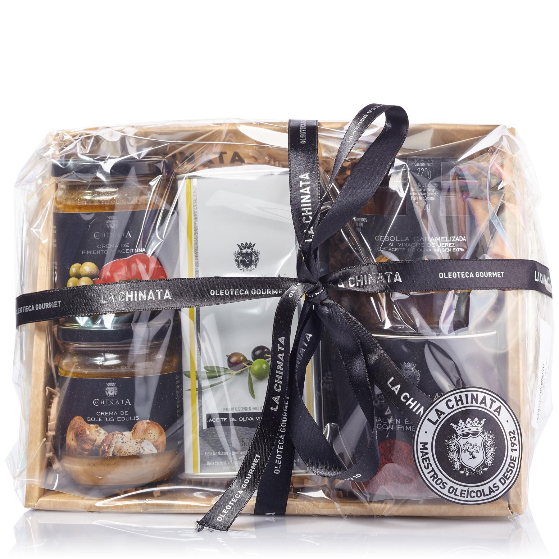 Geschenkset Gourmetkorb mit 6 verschiedenen Leckereien