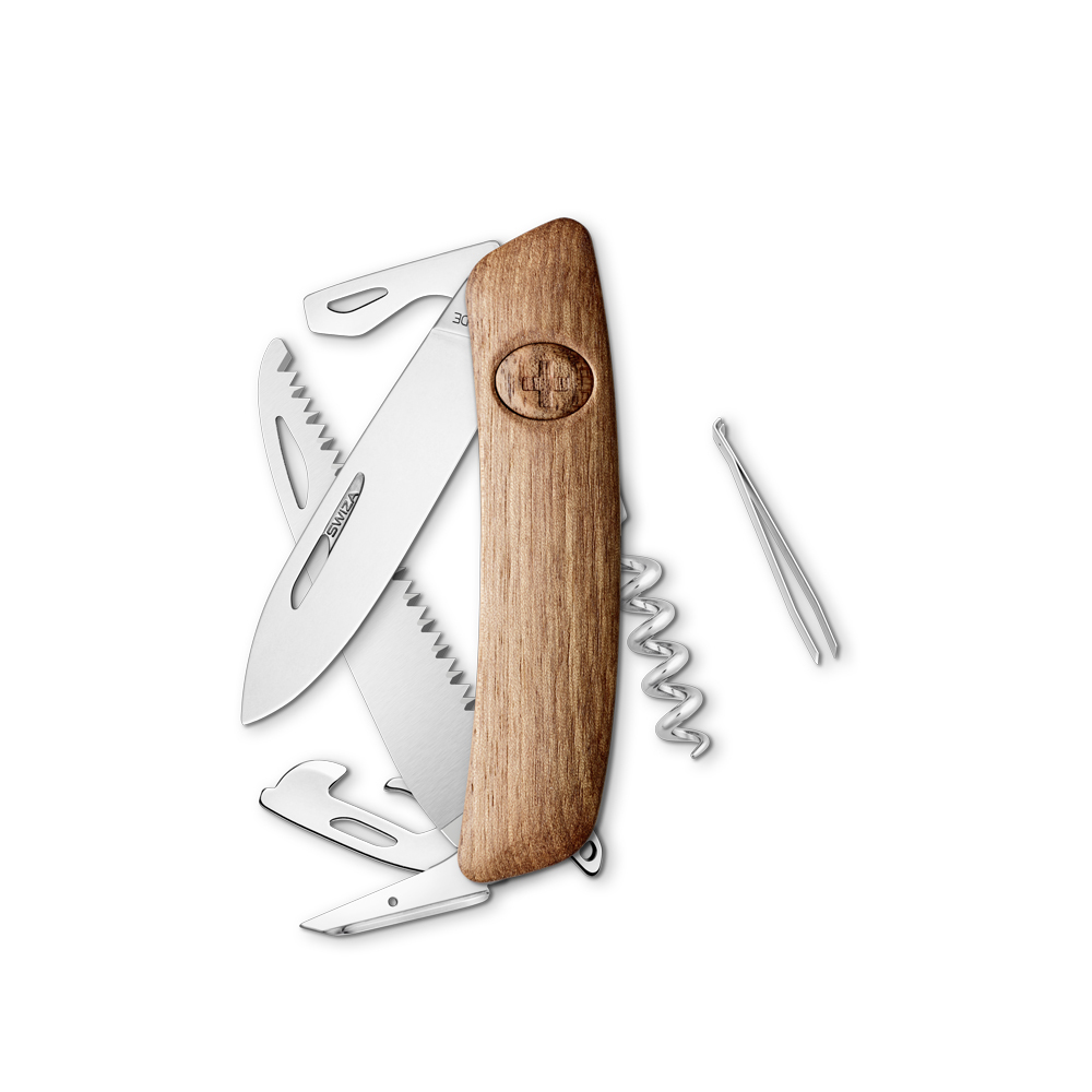 Swiza Taschenmesser D05 R für Camper mit 13 Funktionen Holzschale
