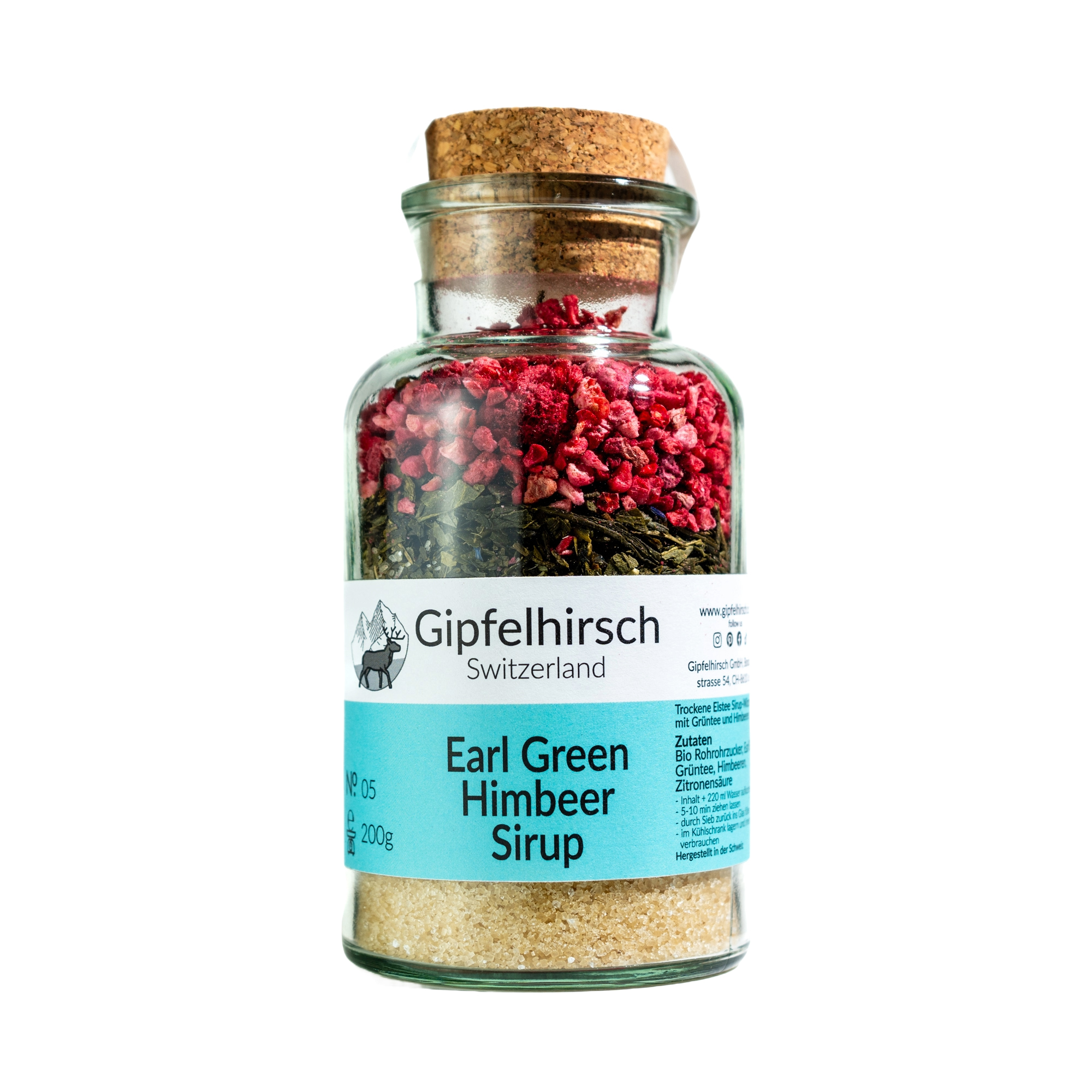 Gipfelhirsch Sirup-Mischung "Do it Yourself" in Korkglas 300 ml Swiss Made