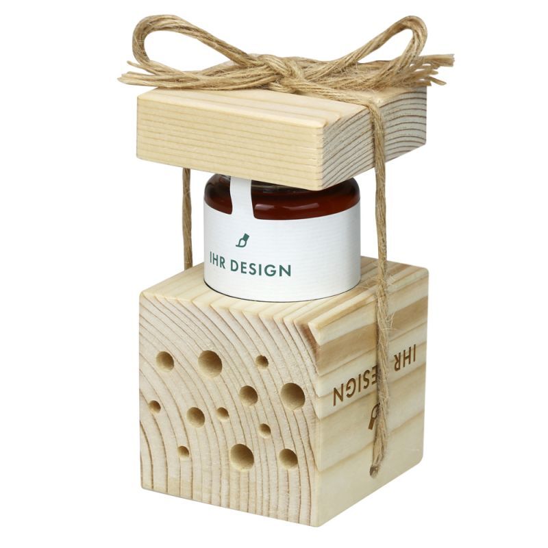 Set de cubes abeilles sauvages en bois avec miel de fleurs