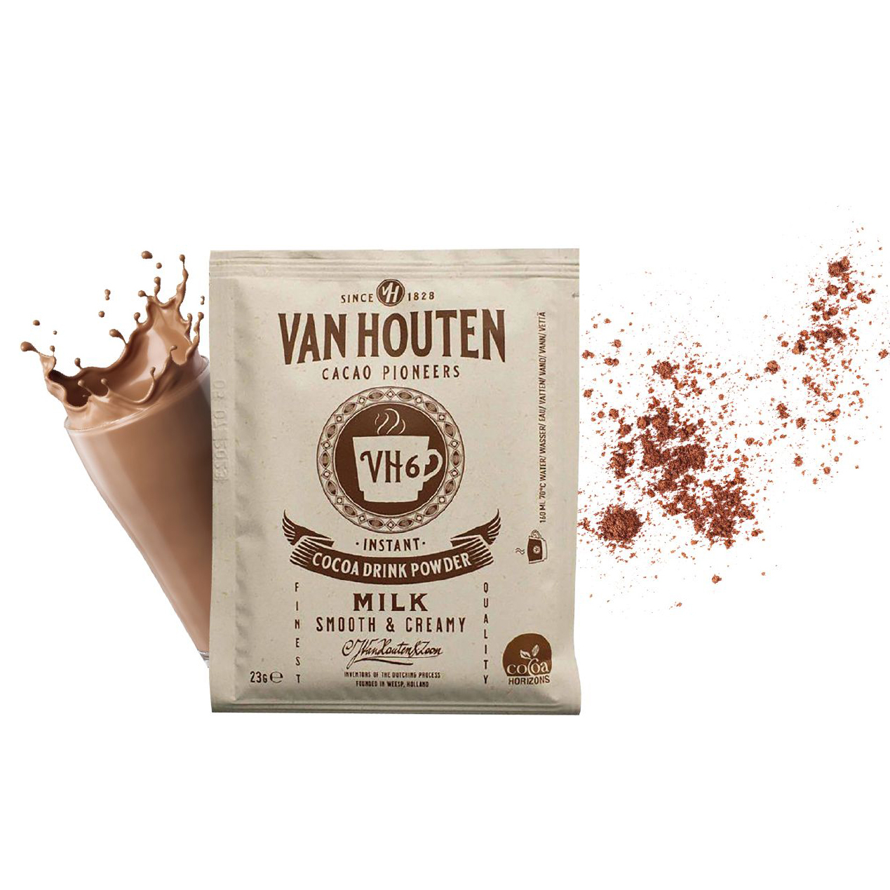 Van Houten Kakaodrink-Pulver 23 g in FSC-Klappkarte