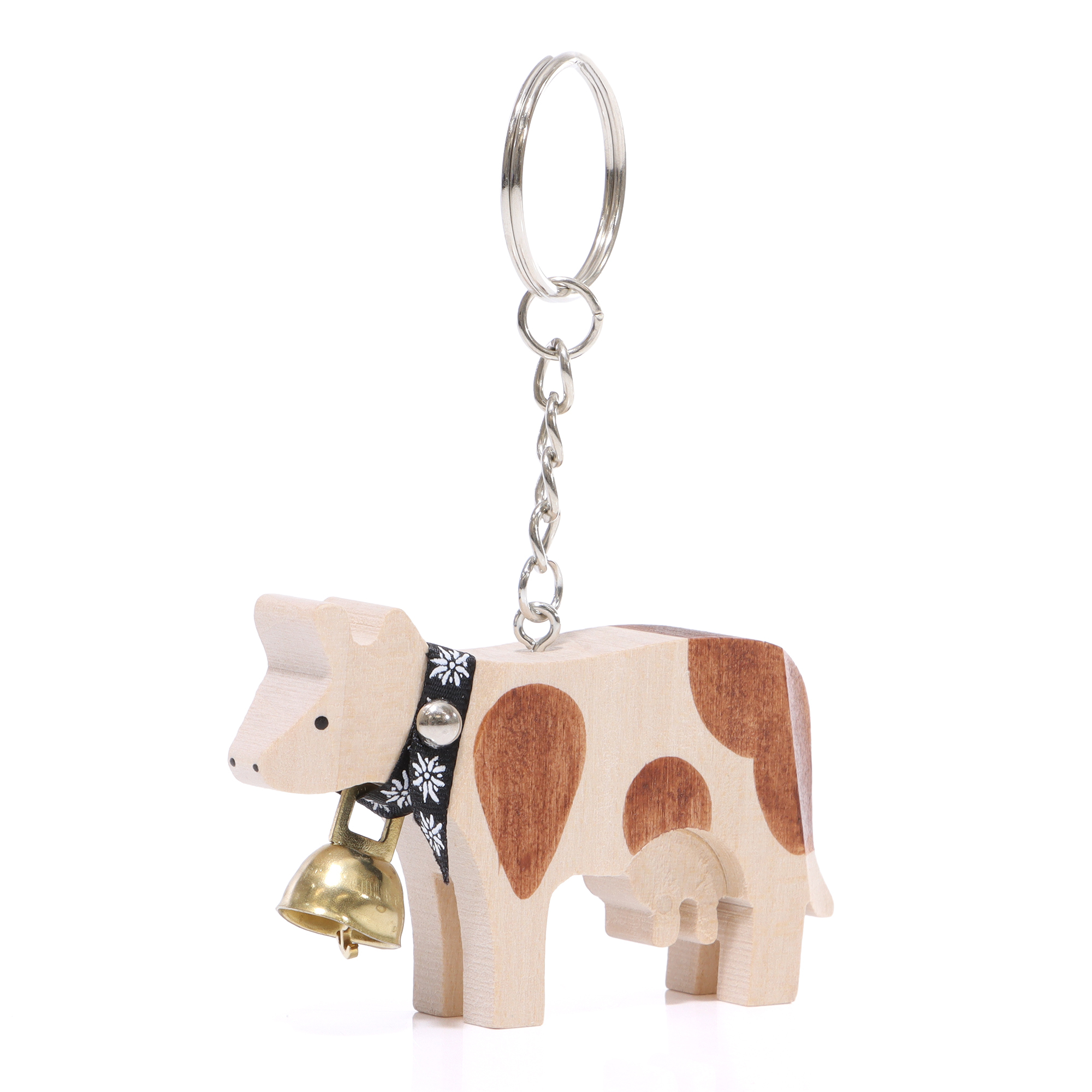 Trauffer Holz-Kuh Mini Schlüsselanhänger aus FSC-Lindenholz Swiss Made