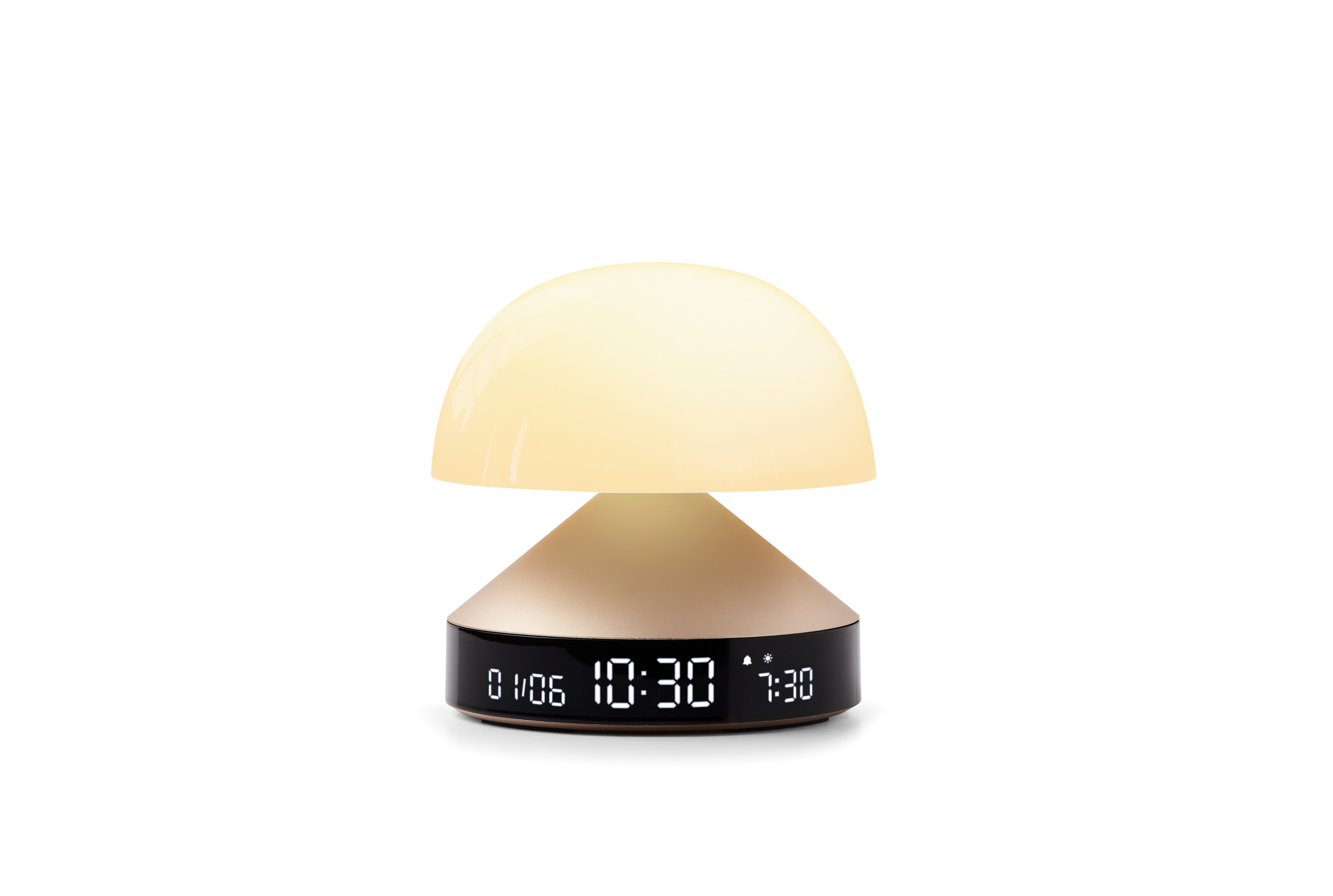 Lexon Mina Sunrise aluminum alarm clock/LED table lamp 70 lumens