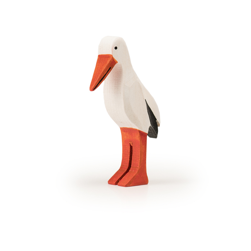 Trauffer Storch aus FSC-Lindenholz Swiss Made handgefertigt