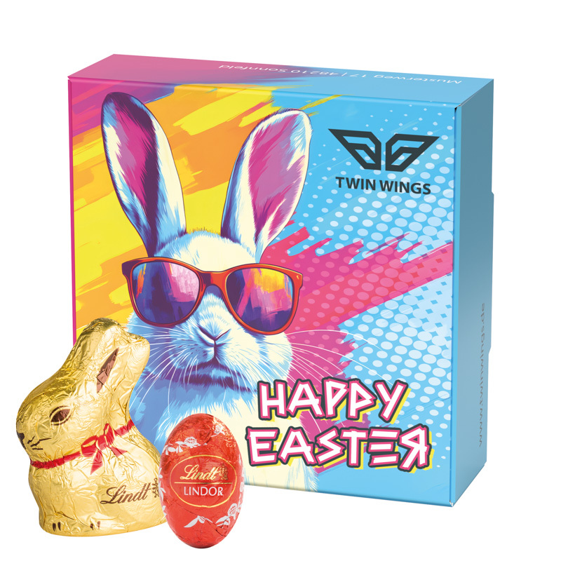 Lindt chocolate bunny & chocolate eggs in personalizable promotional box 19 g