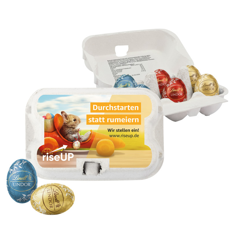 Lindor chocolate eggs in 6 egg carton, colorful mixed 48 g