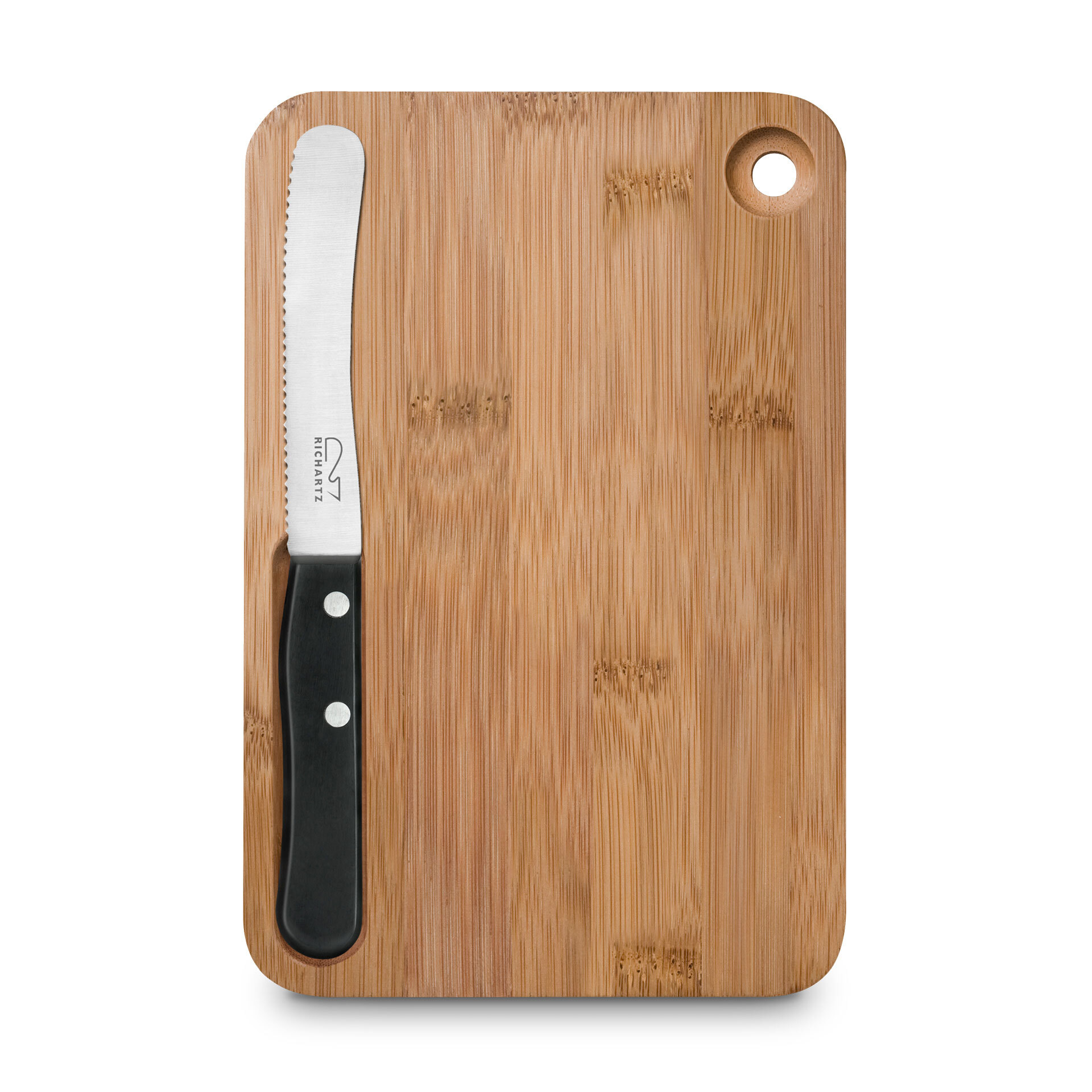 Richartz Frühstück-Messer mit Schneidebrett aus Bambusholz