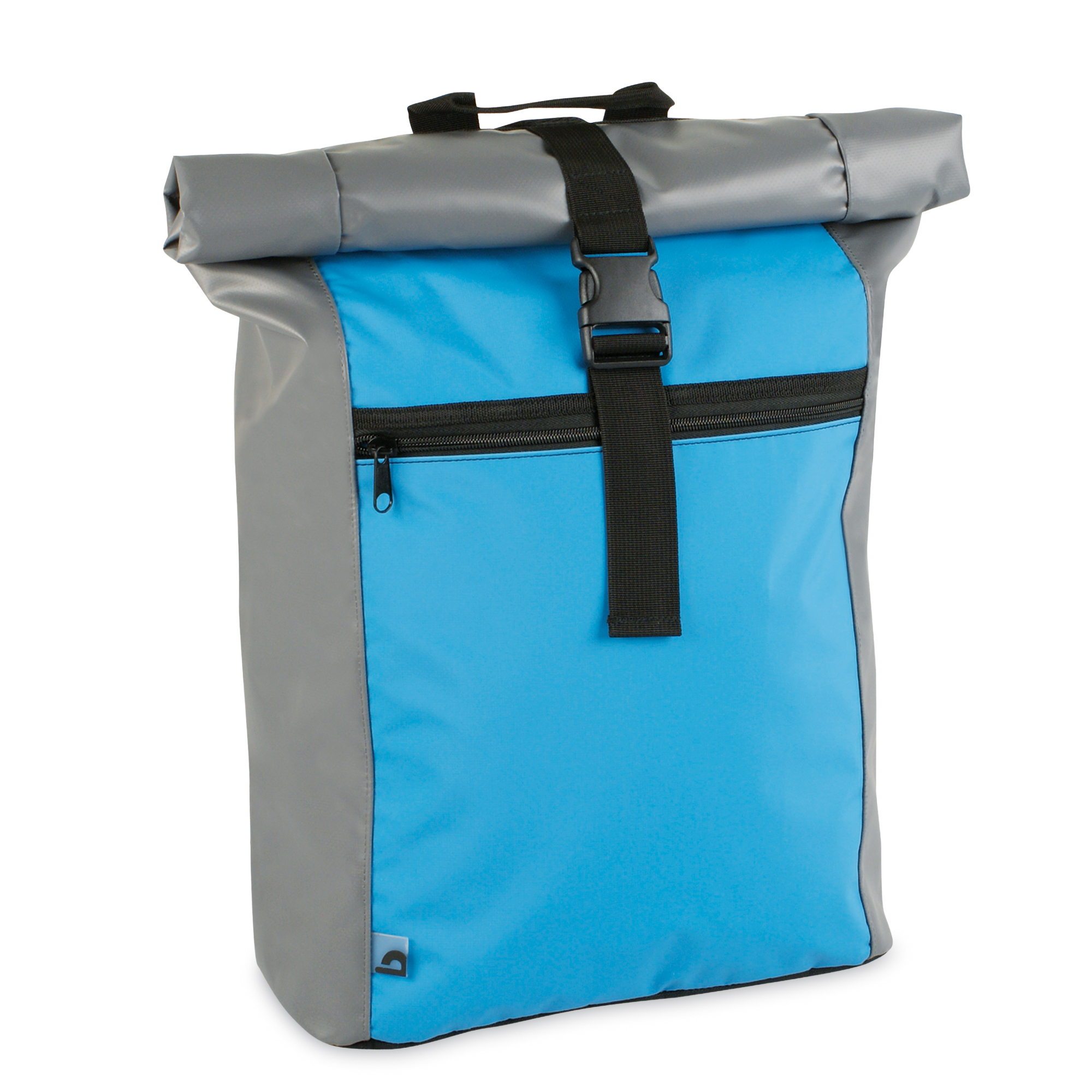 Backpack with roll-top closure and adjustable shoulder straps