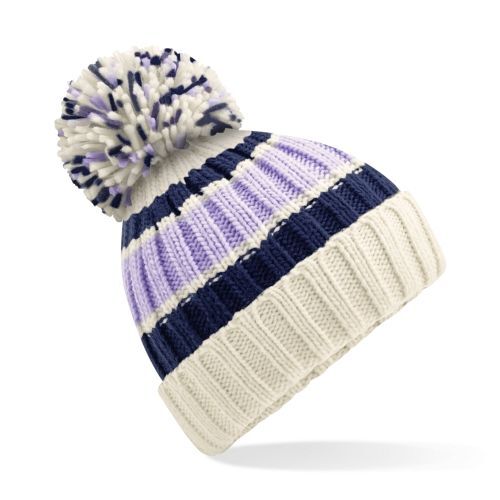Beechfield Strickmütze mit Pompon und gefütterter Innenseite