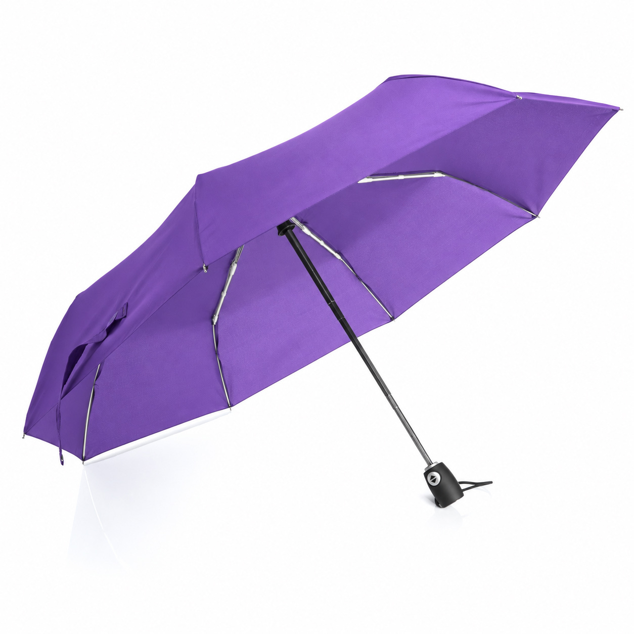 Parapluie de poche en pongee de polyester/fibre de verre, Ø 107 cm, double ouverture automatique et résistant au vent, couleur personnalisée