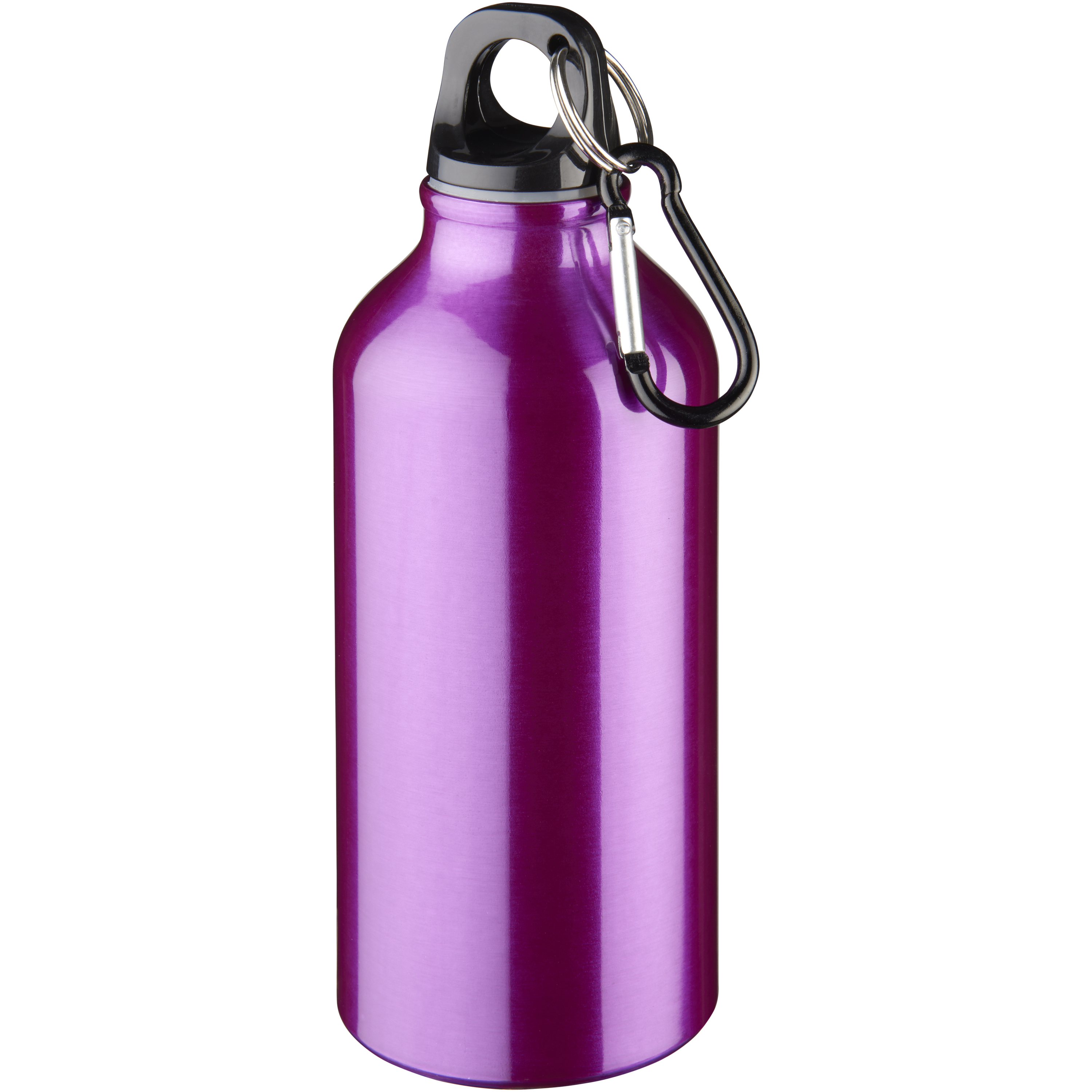 Drinking bottle made of aluminum 0.4 l printable all around with snap hook