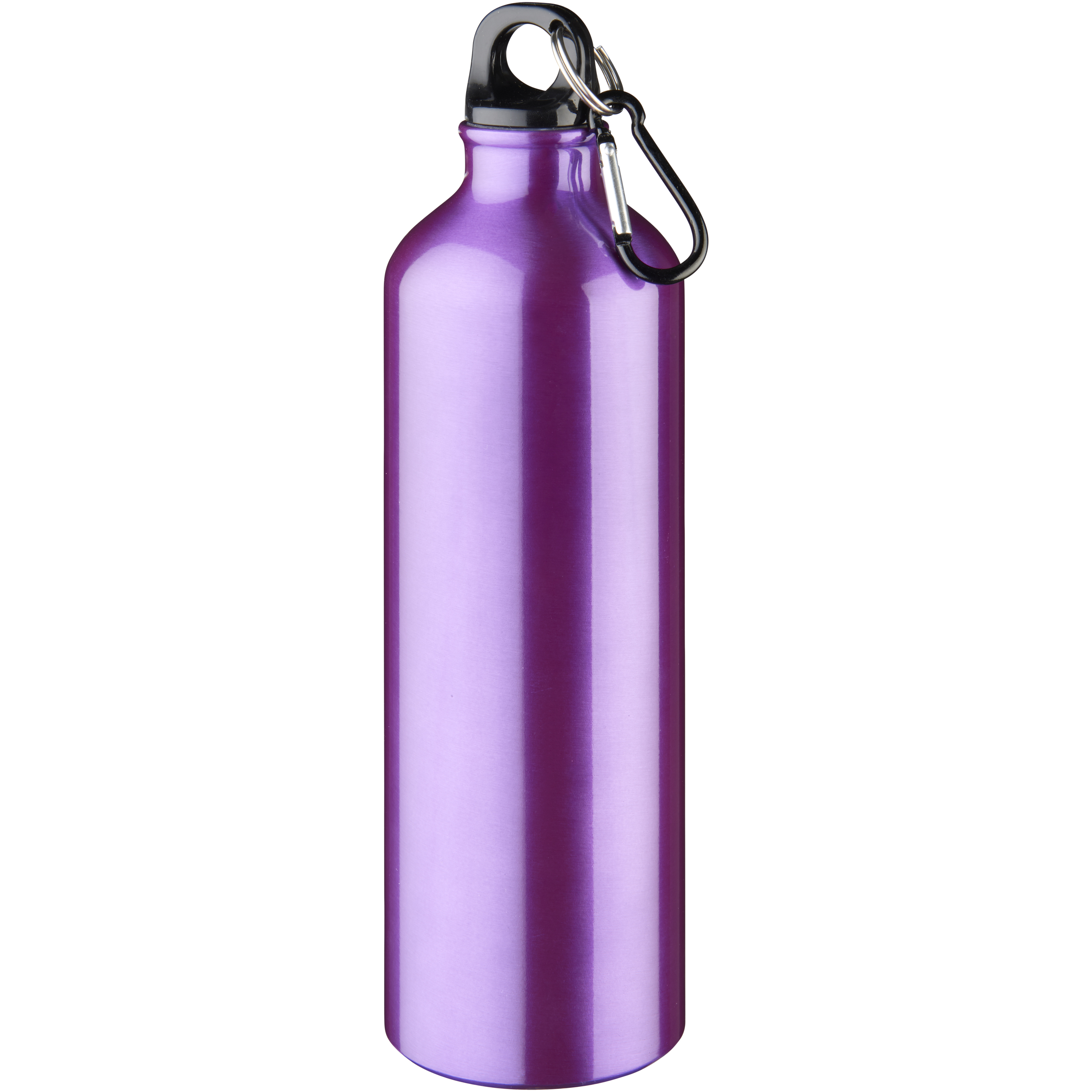 Drinking bottle made of aluminum with carabiner 0.77 l printable all around