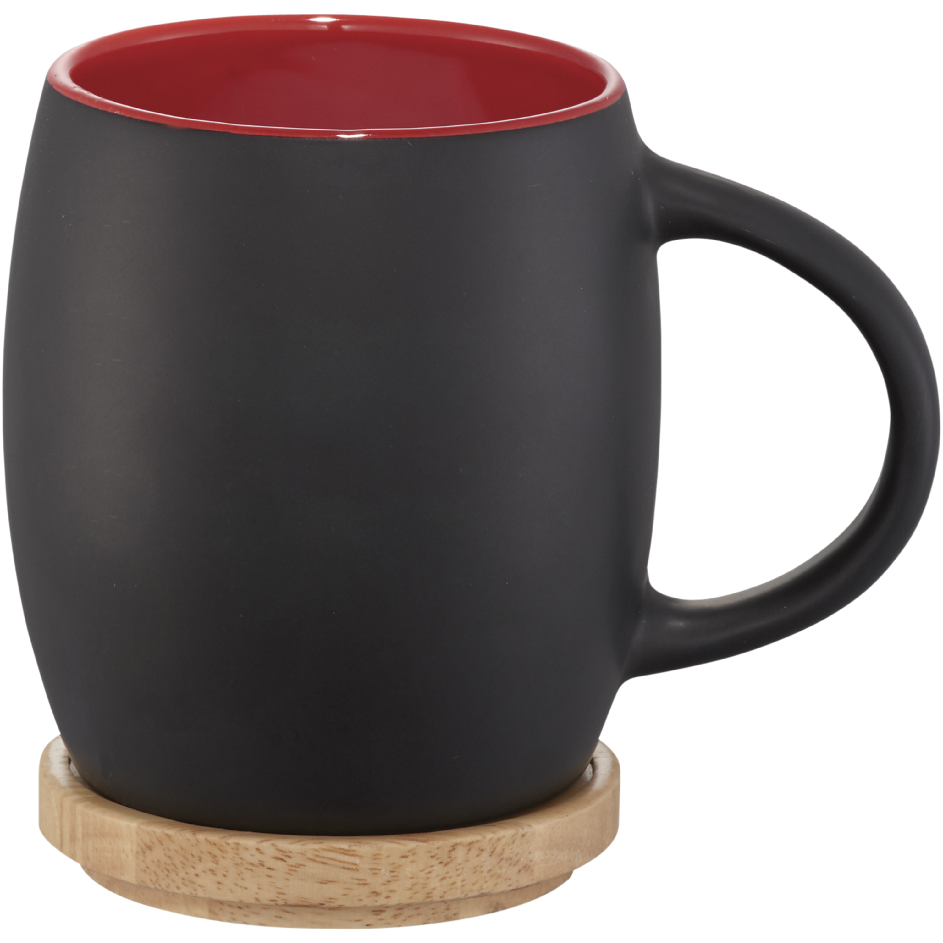 Ceramic cup 400 ml with wooden coaster