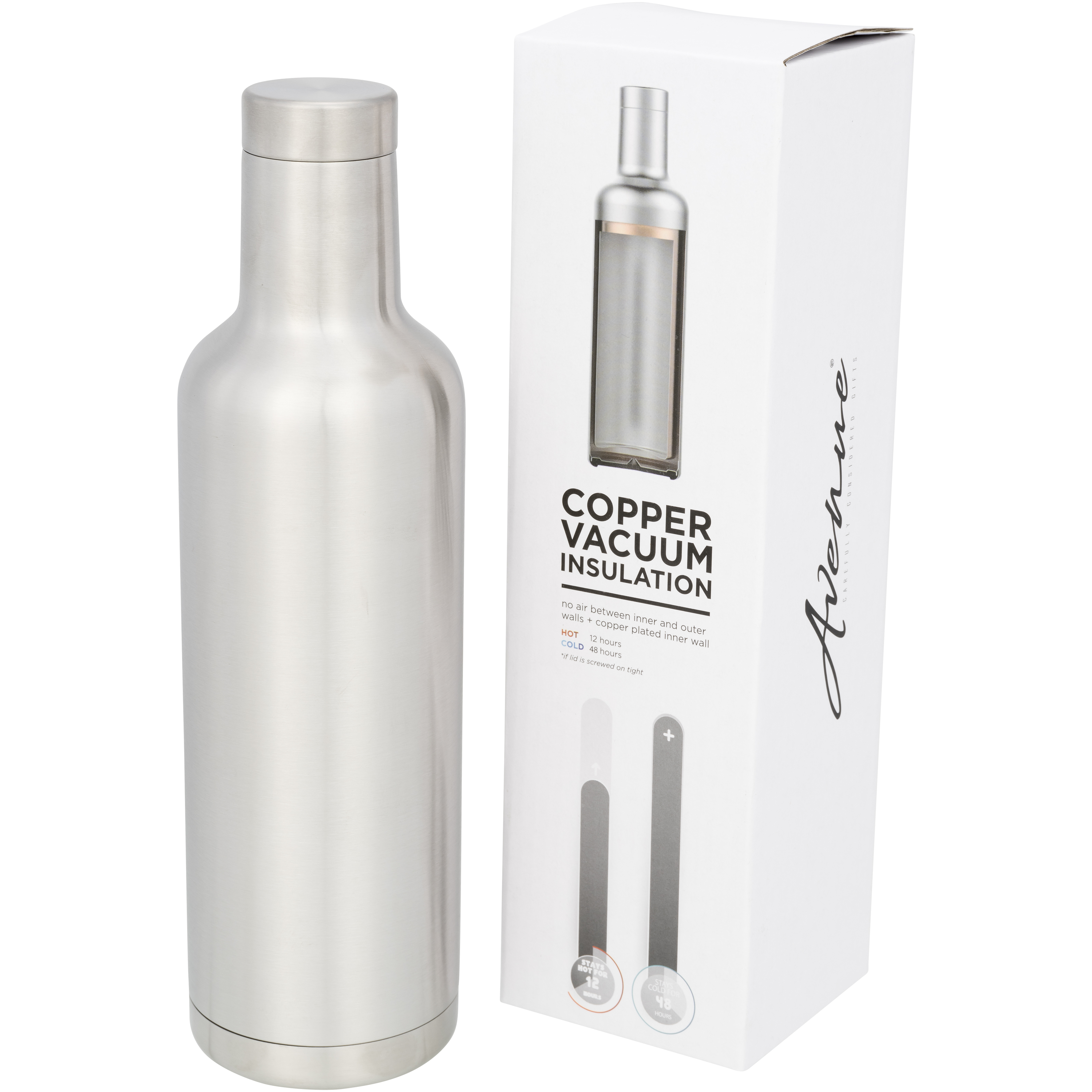 Stainless steel vacuum flask 0.75 l with copper vacuum insulation