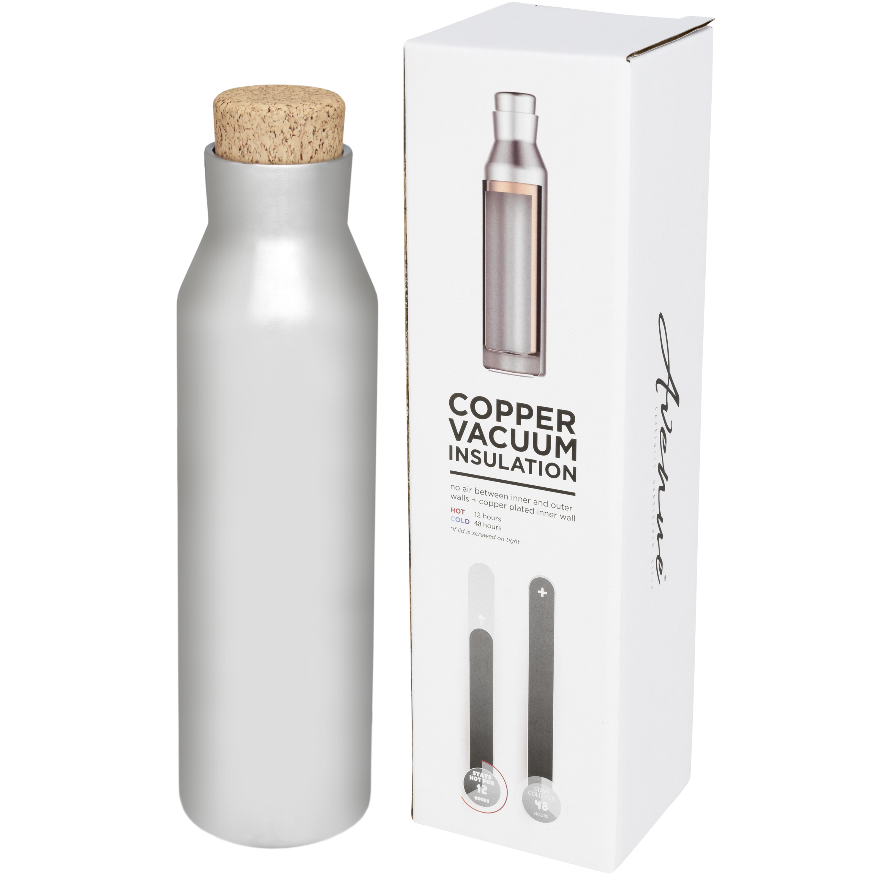 Stainless steel vacuum flask 0.59 l with cork-look screw cap