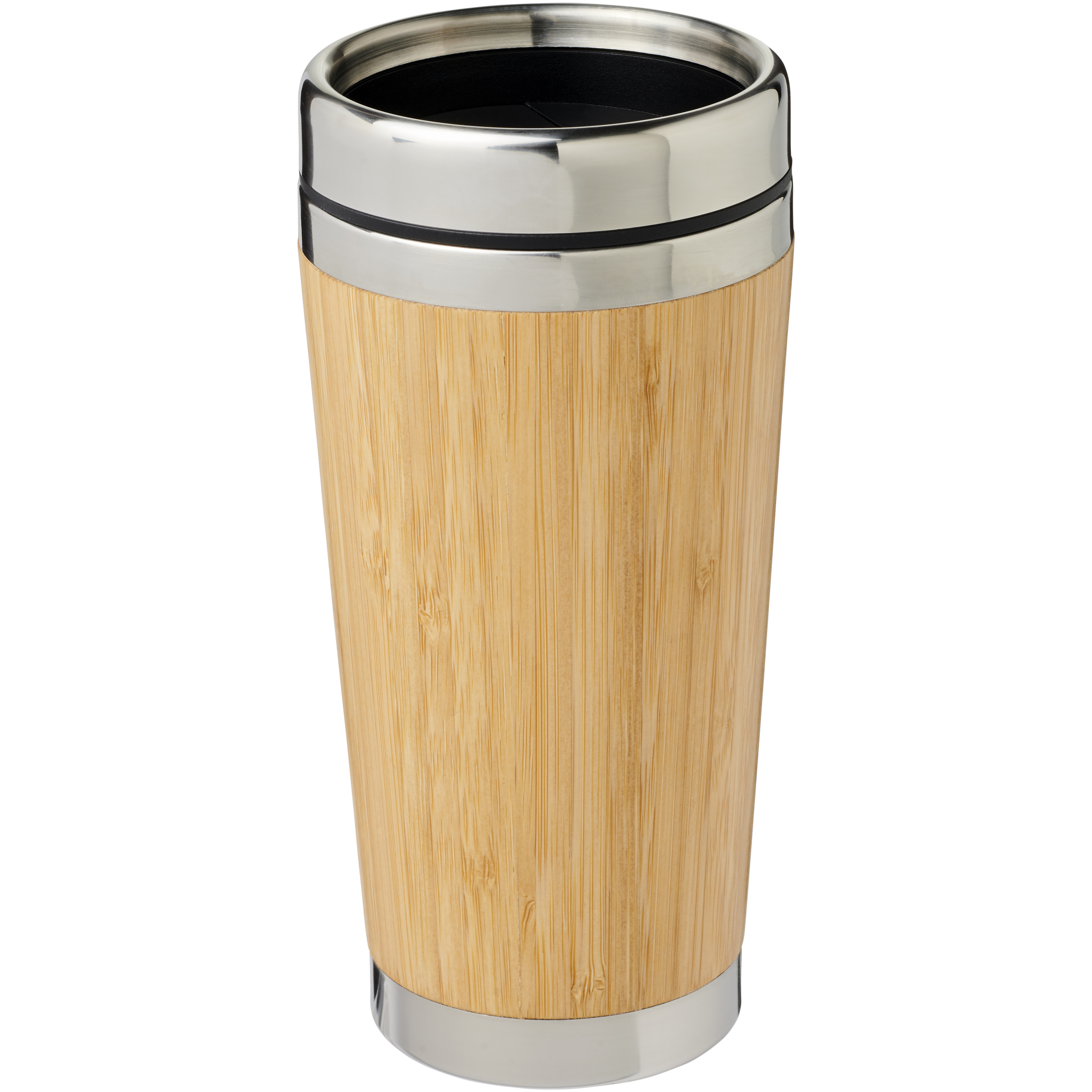 Stainless steel vacuum mug 450 ml with bamboo wood exterior