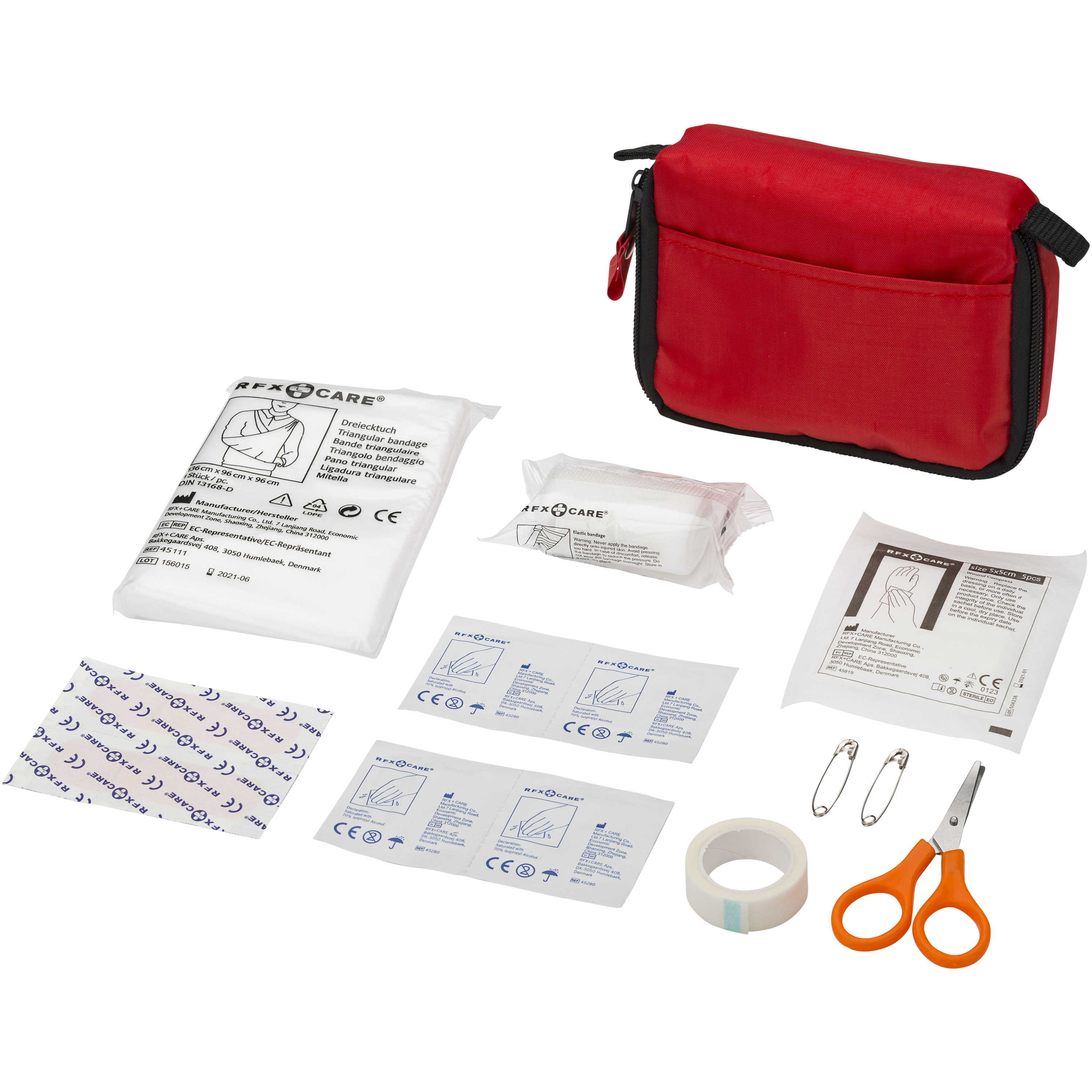 Kit de premiers secours 19 pièces en nylon 14,5 x 4 x 10 cm