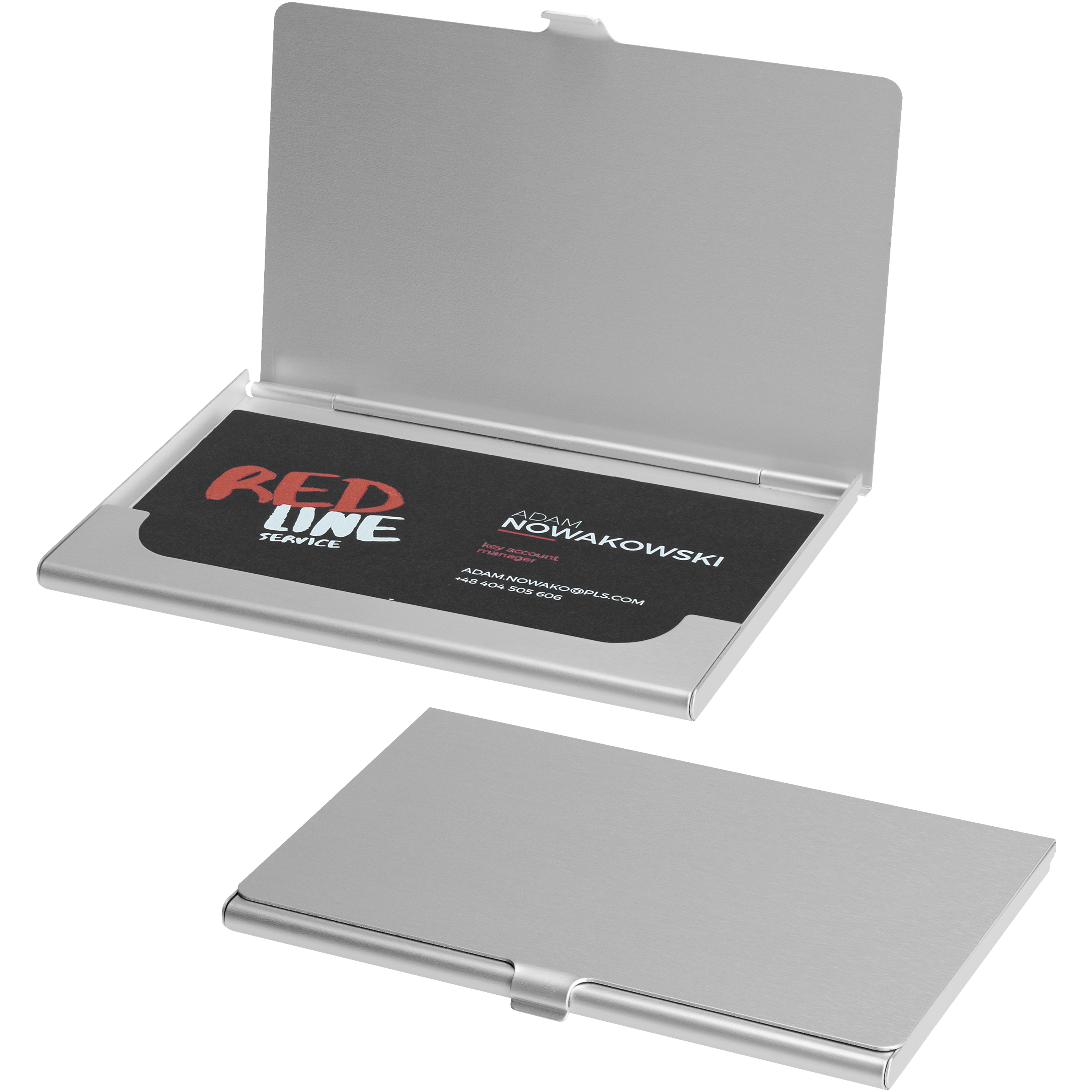 Aluminum business card holder for 10 business cards 9.5 x 6 cm